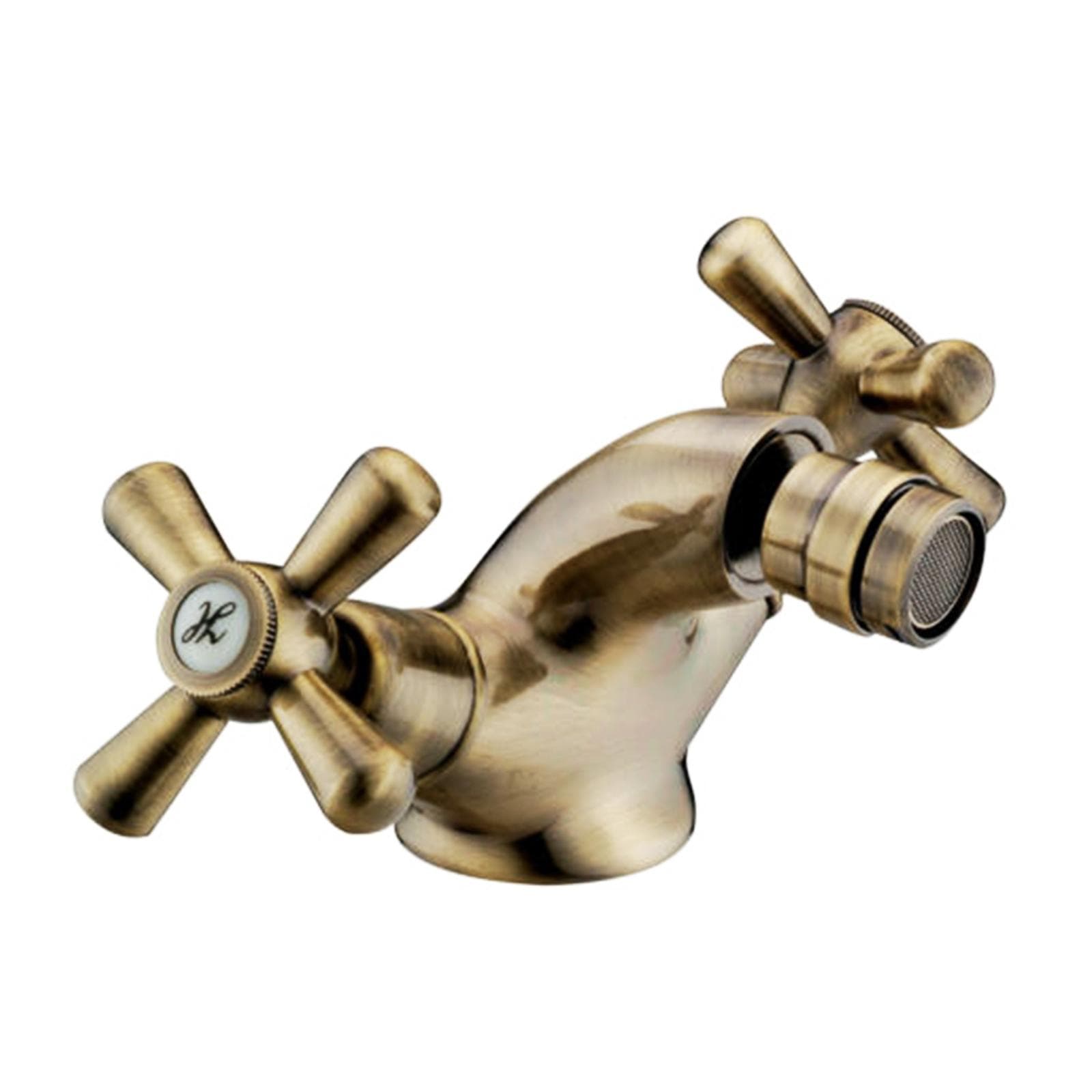 Miscelatore in ottone bronzato per bidet con scarico effetto vintage
