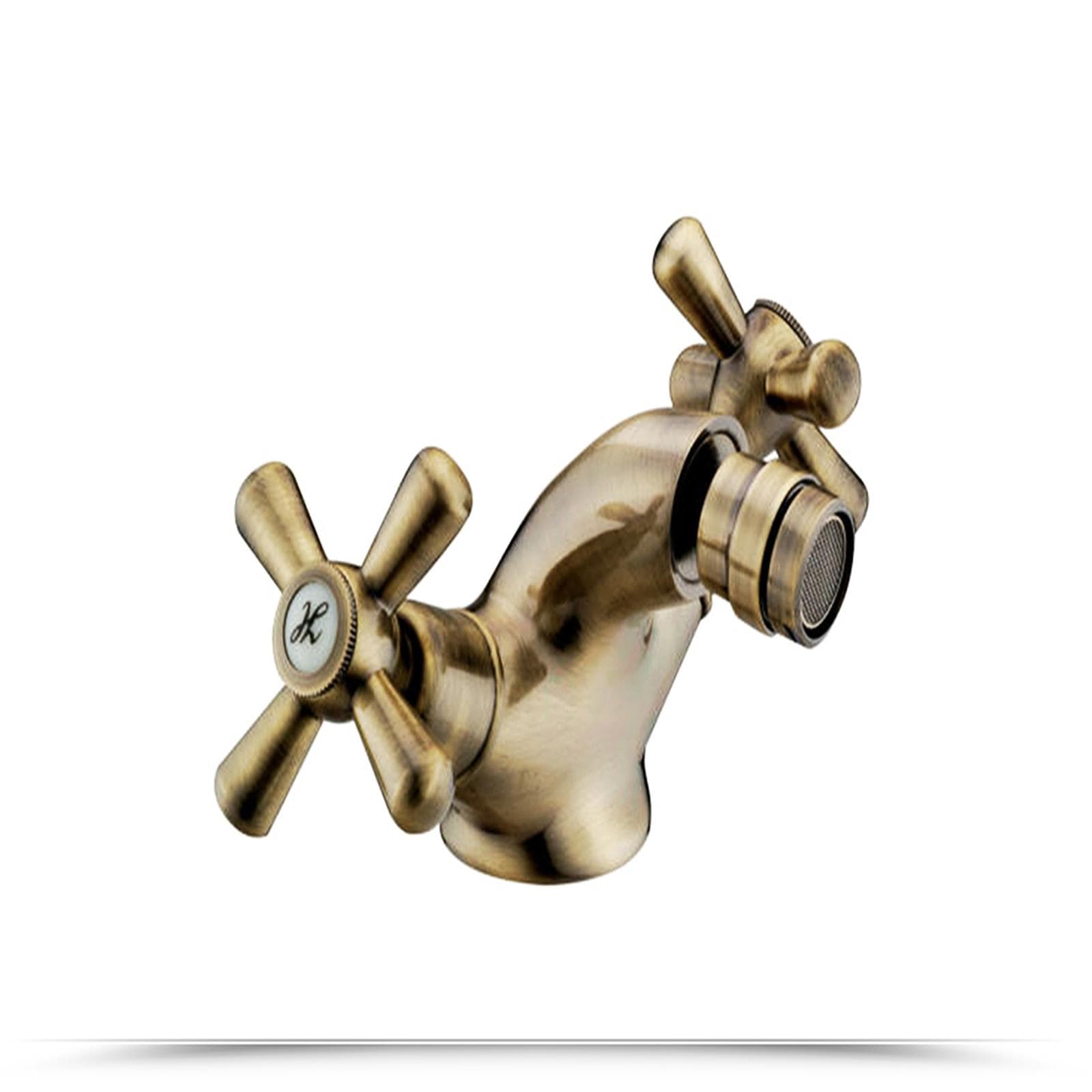 Miscelatore in ottone bronzato per bidet con scarico effetto vintage