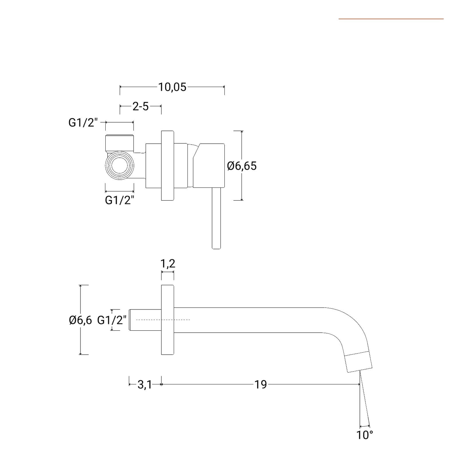 Miscelatore lavabo a muro canna 19 cm bianco opaco - Gun di Jacuzzi - Rubinetteria