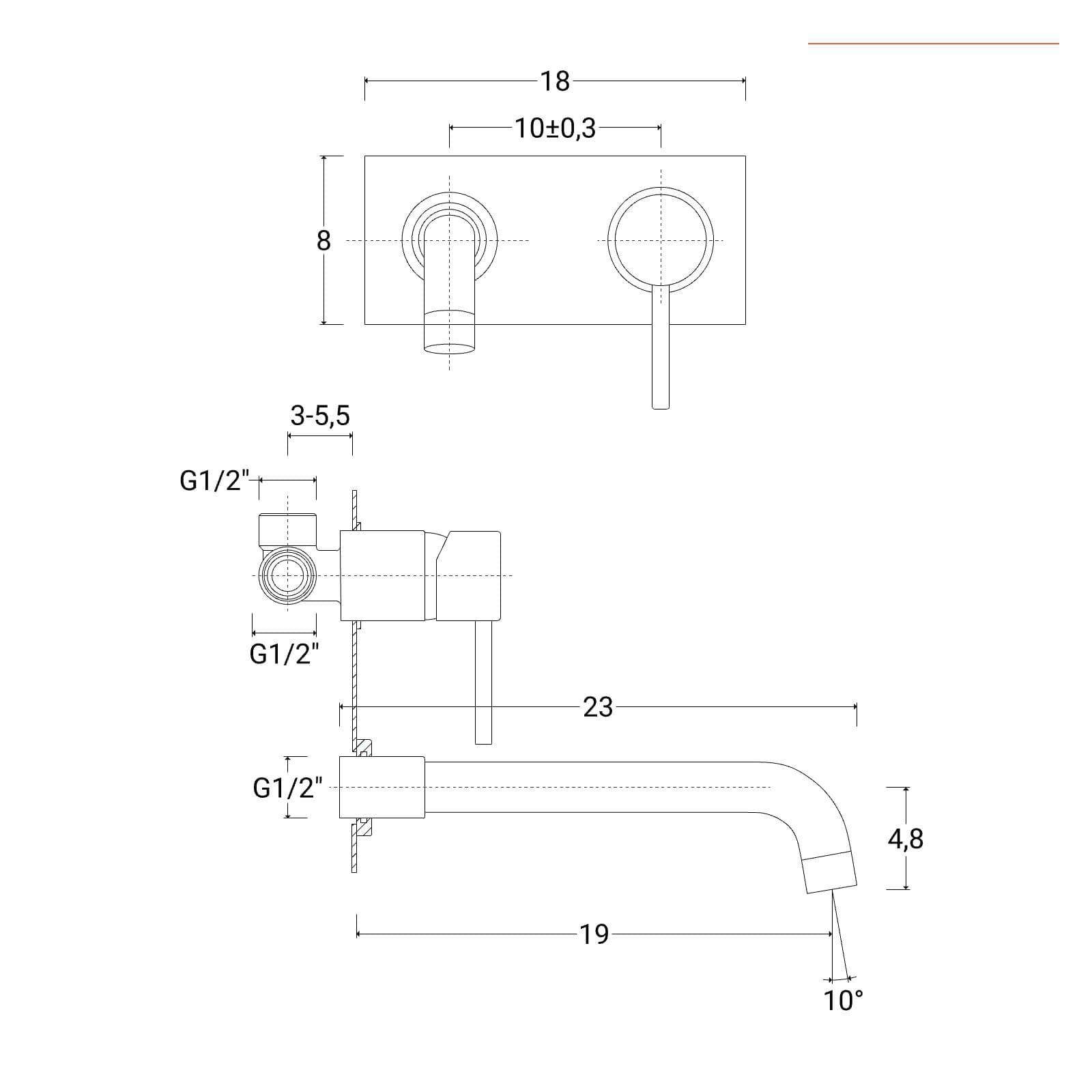 Miscelatore lavabo incasso canna 19 cm bianco opaco - Gun di Jacuzzi - Rubinetteria