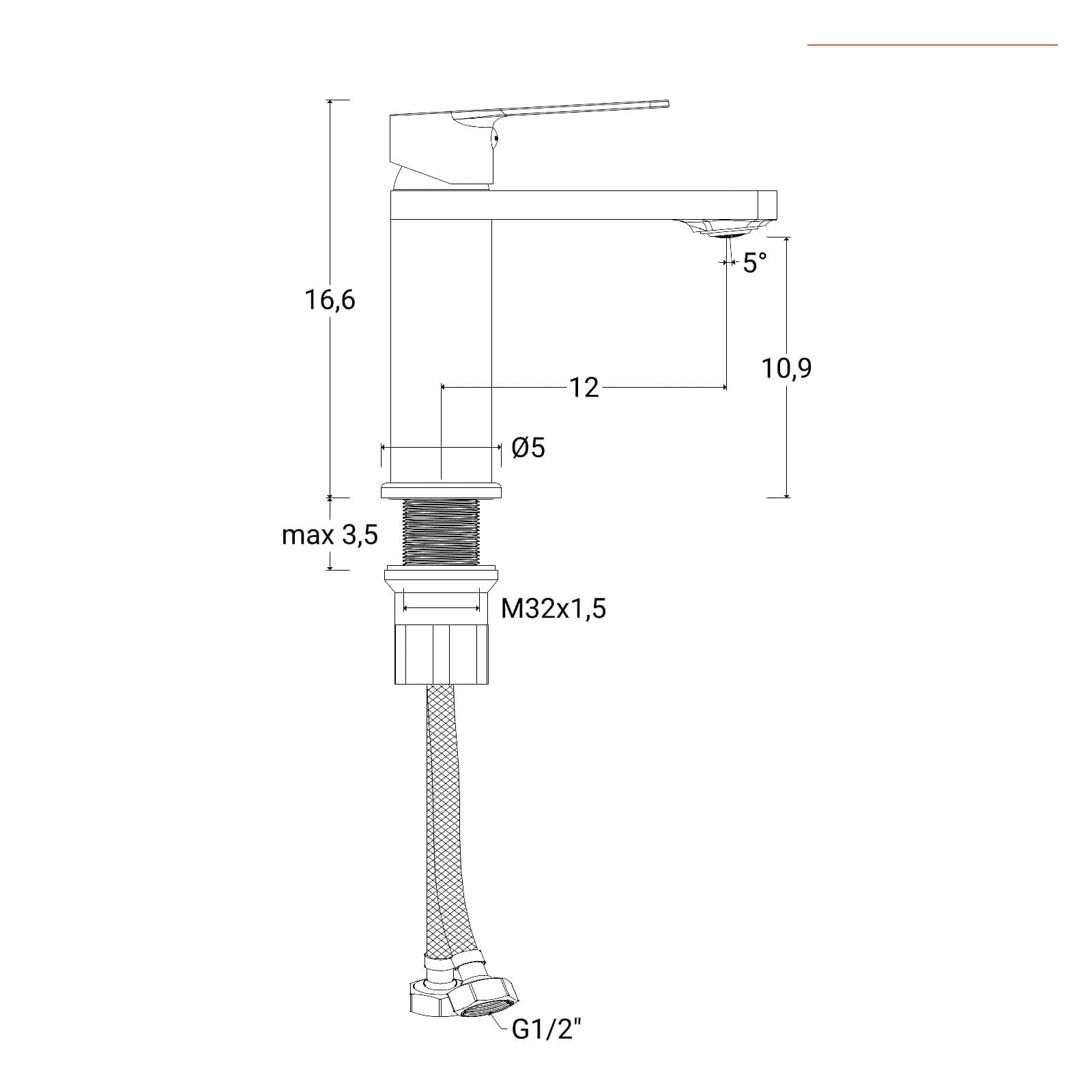 Miscelatore lavabo 16,6h cm in ottone cromo – Ketra