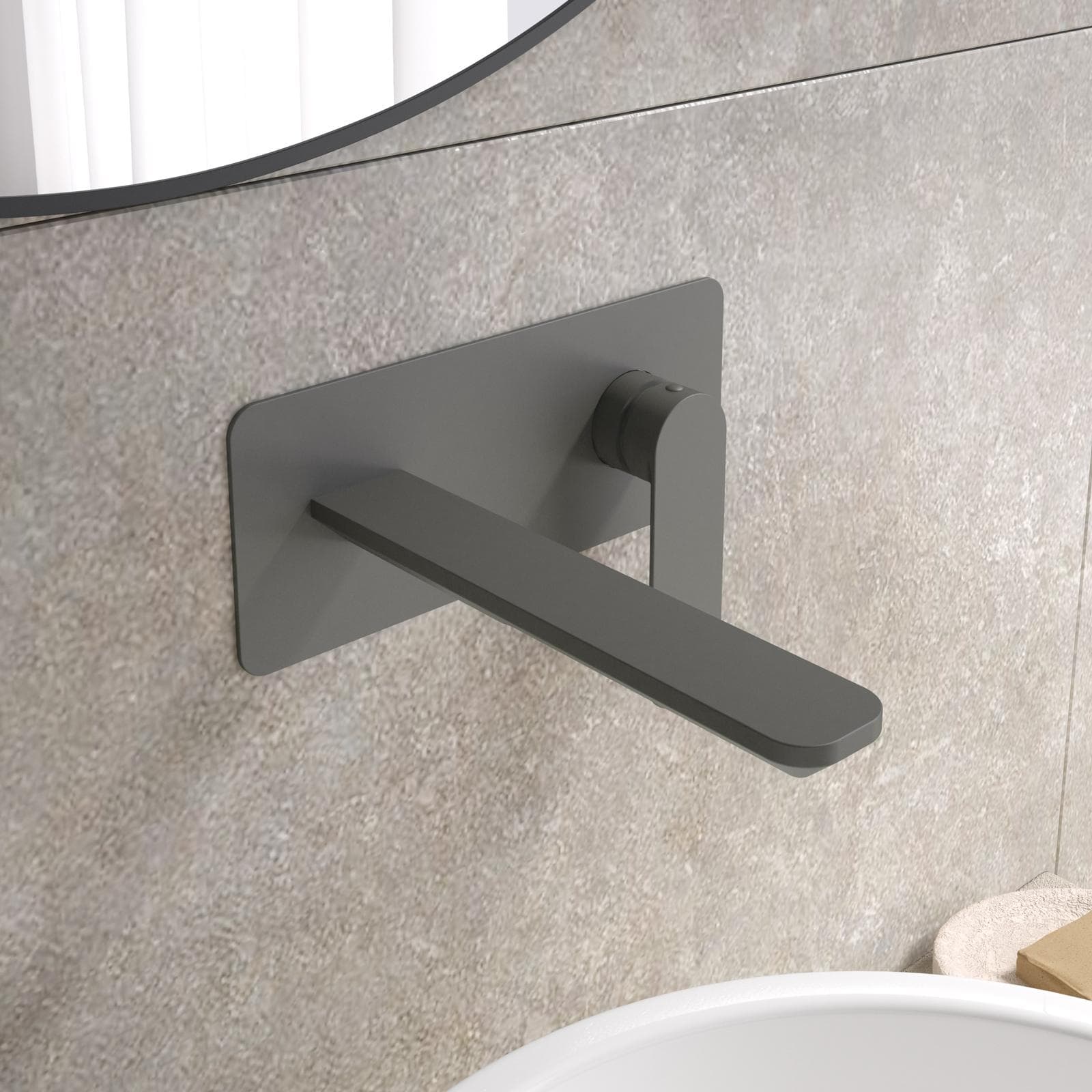 Miscelatore lavabo a muro canna 20 cm con piastra fango - Fusion
