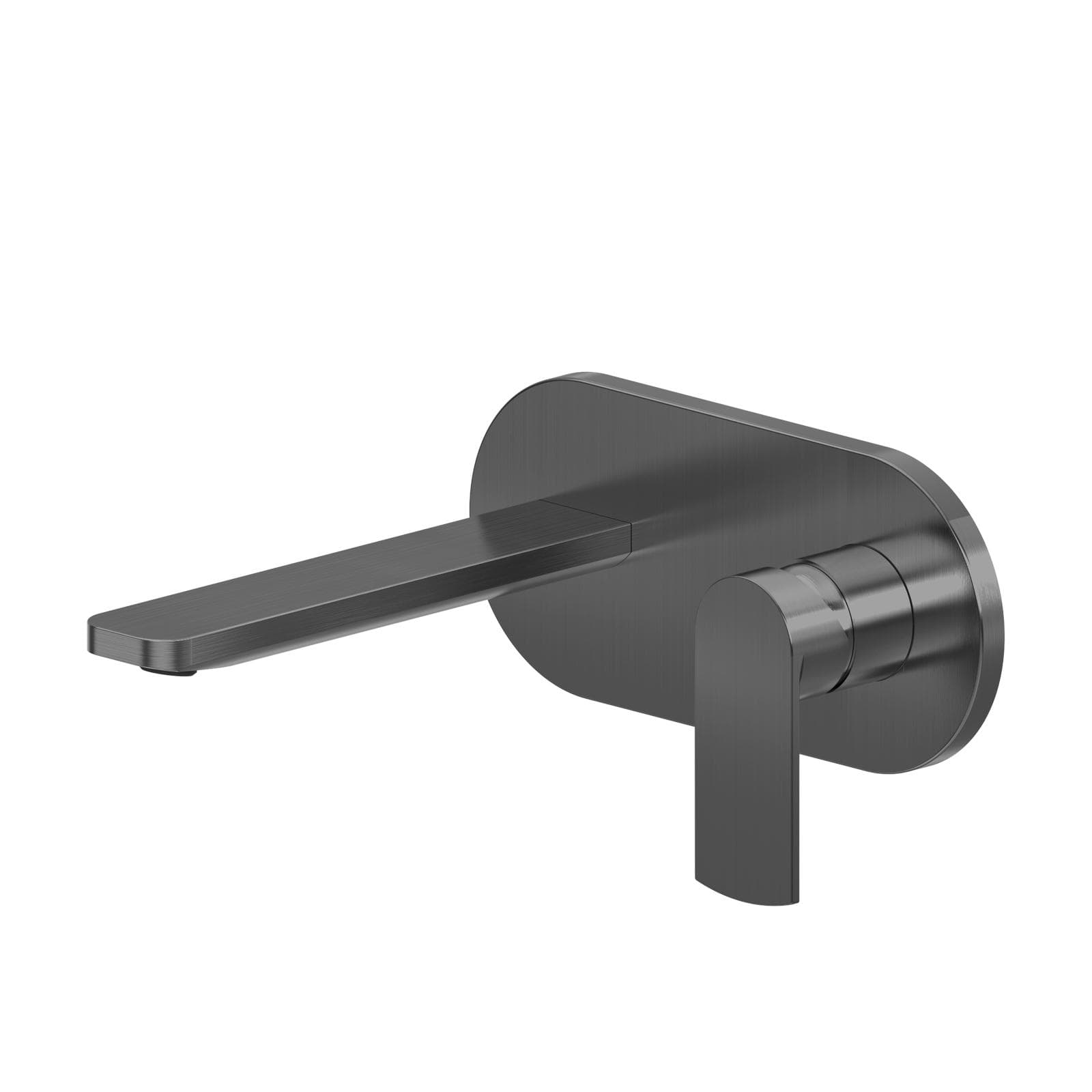 Miscelatore lavabo a muro canna 20 cm con piastra nero spazzolato anti-impronta - Fluid