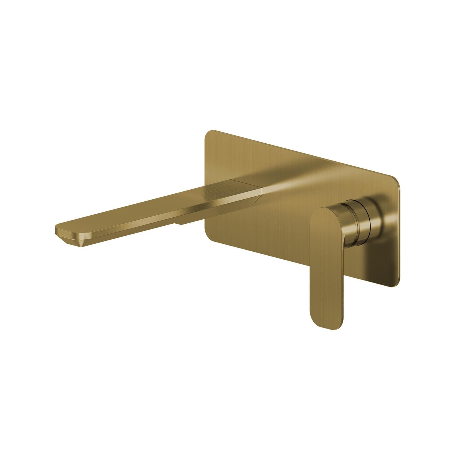 Miscelatore lavabo a muro canna 20 cm con piastra oro spazzolato anti-impronta - Fusion