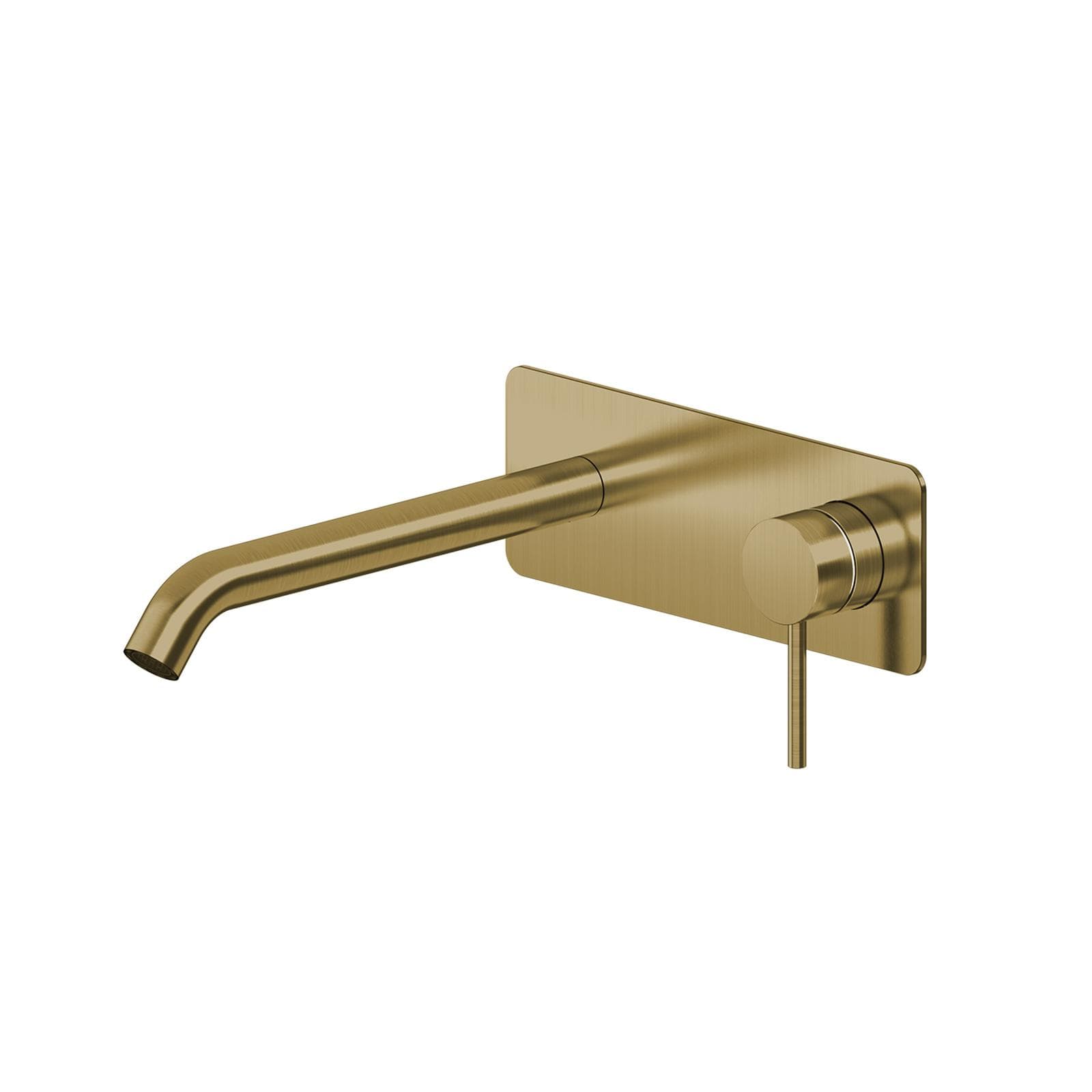 Miscelatore lavabo a muro canna 20 cm con piastra oro spazzolato anti-impronta - Ran