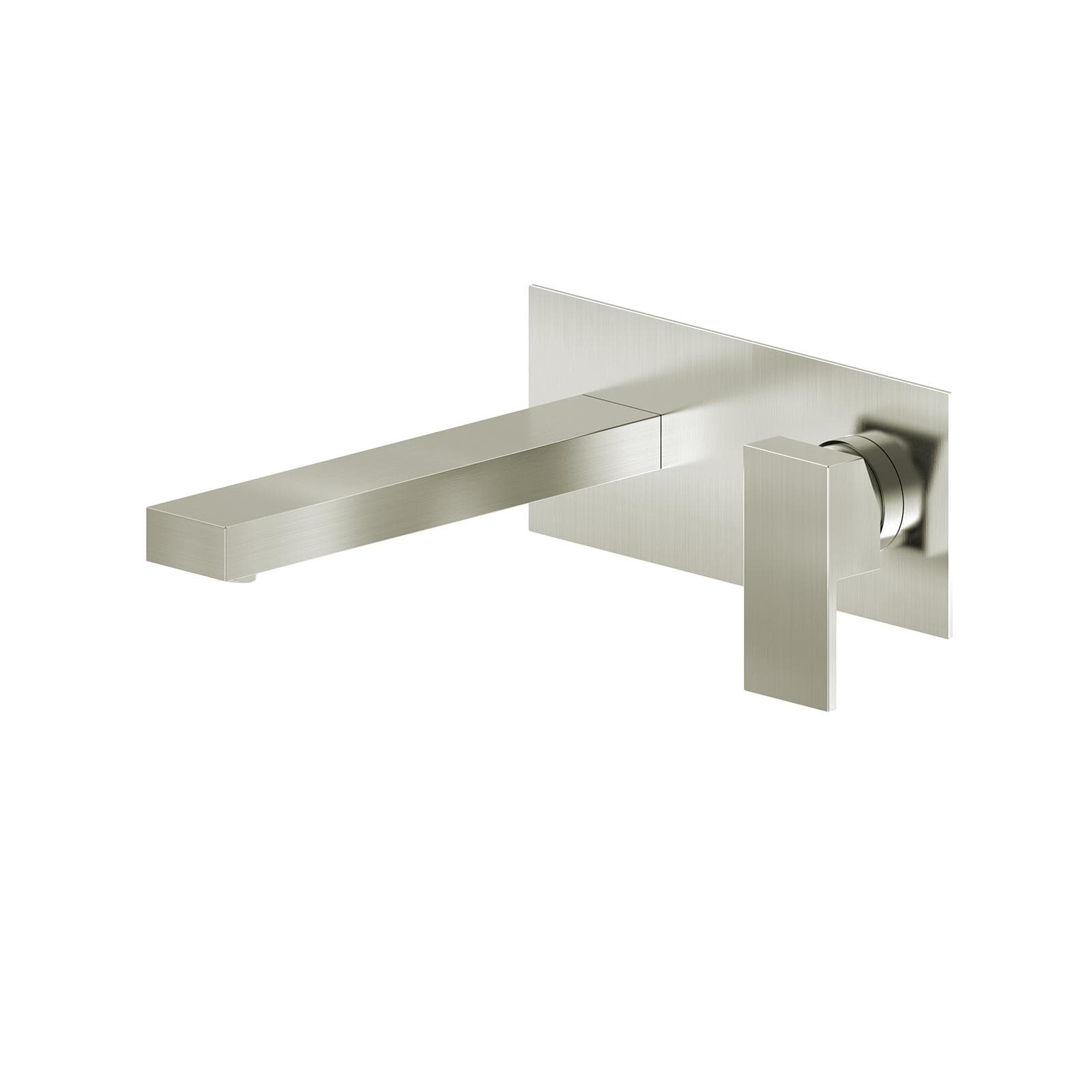 Miscelatore lavabo a muro canna 20 cm con piastra spazzolato – Kyria