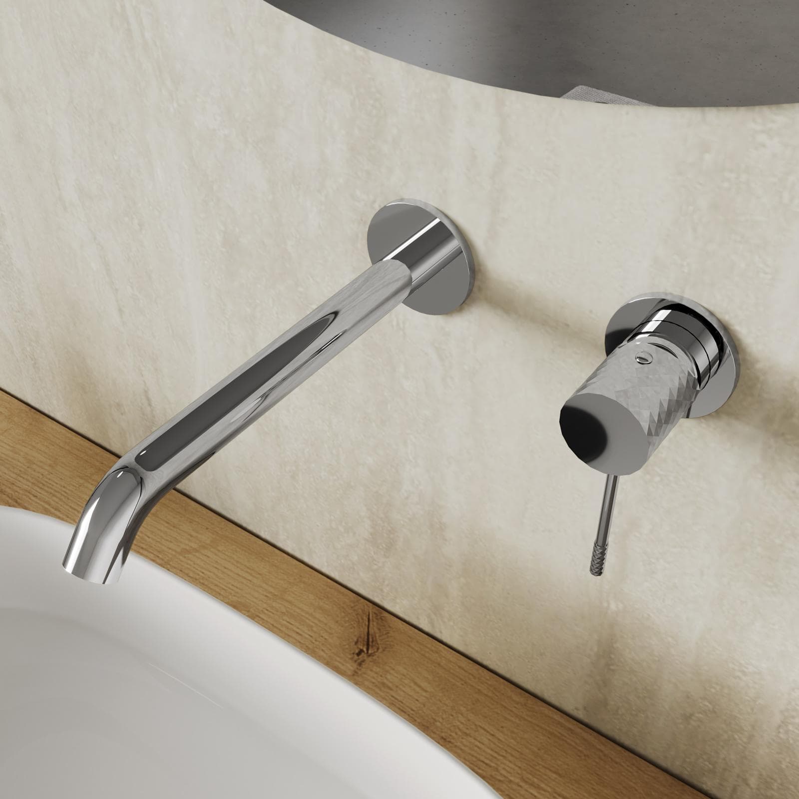 Miscelatore lavabo a muro canna 20 cm cromo - Fear