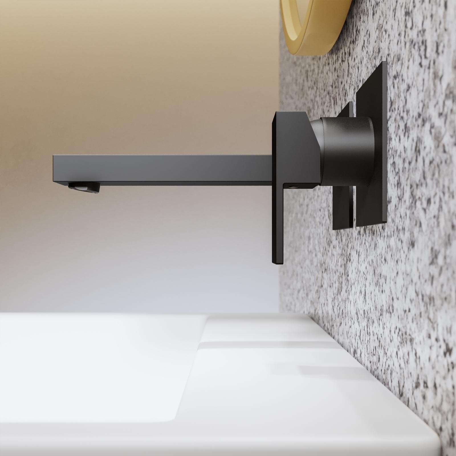 Miscelatore lavabo a muro canna 20 cm nero opaco – Kyria