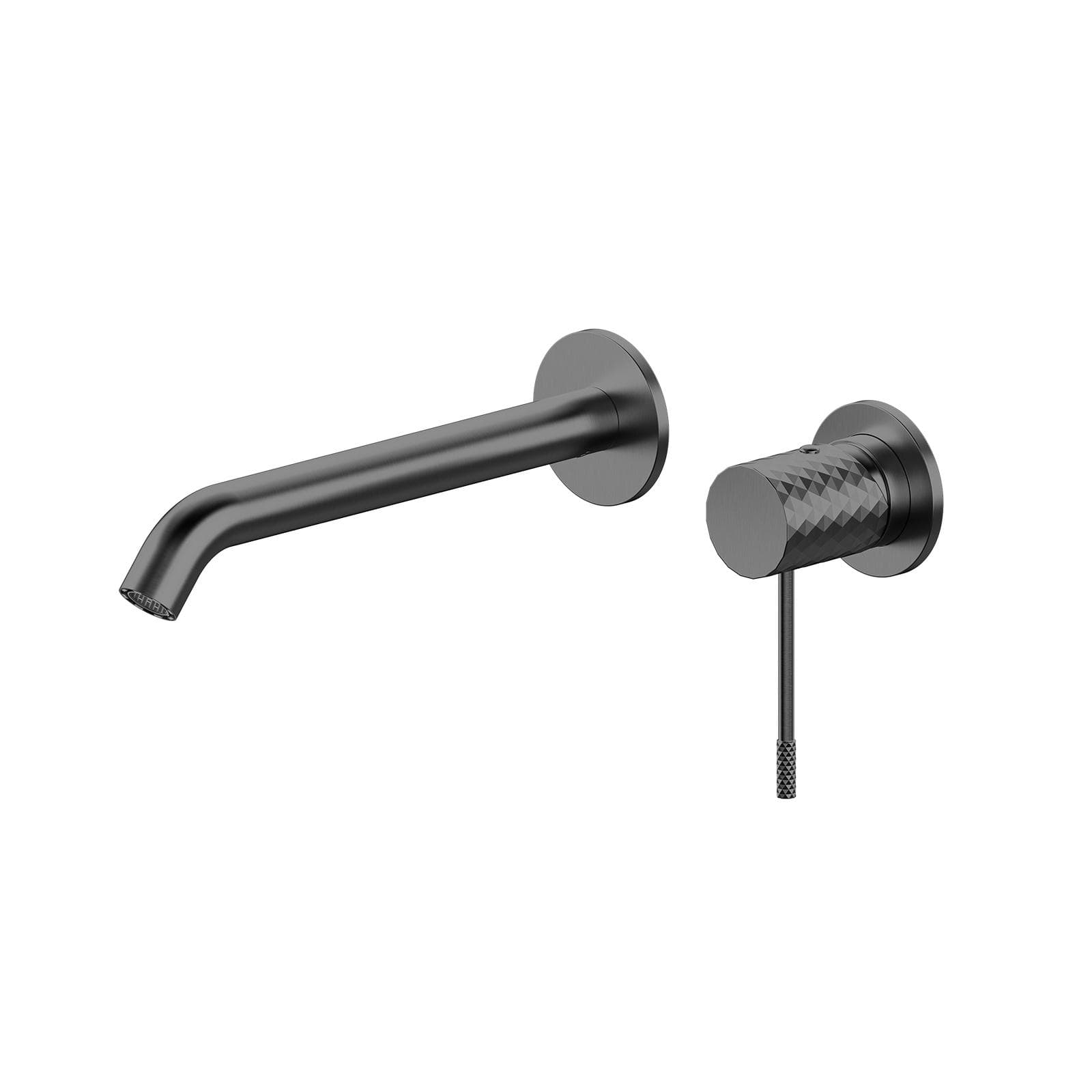 Miscelatore lavabo a muro canna 20 cm nero spazzolato anti-impronta - Fear