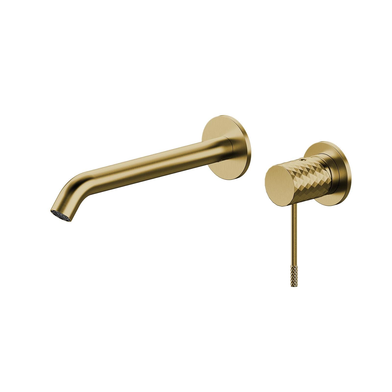 Miscelatore lavabo a muro canna 20 cm oro spazzolato anti-impronta - Fear
