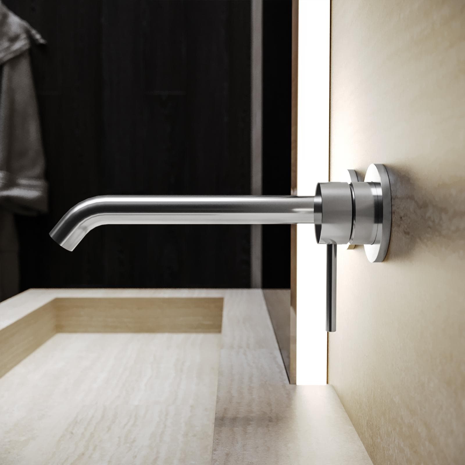 Miscelatore lavabo a muro canna 25 cm cromo– Ran