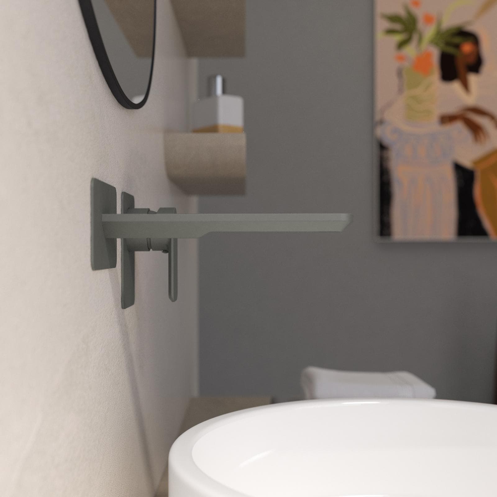 Miscelatore lavabo a muro canna 25 cm fango - Fusion