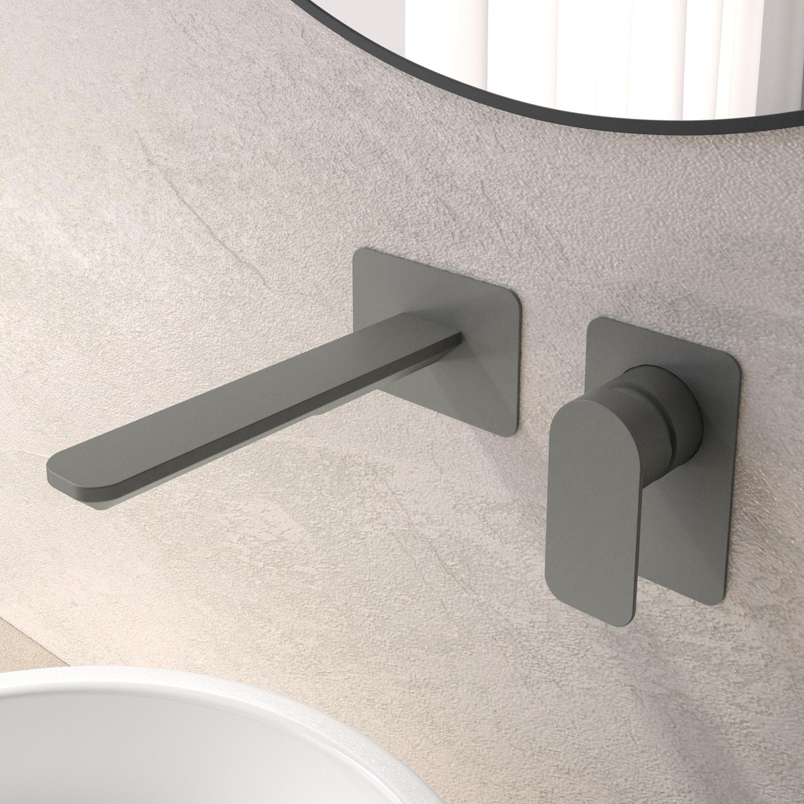 Miscelatore lavabo a muro canna 25 cm fango - Fusion