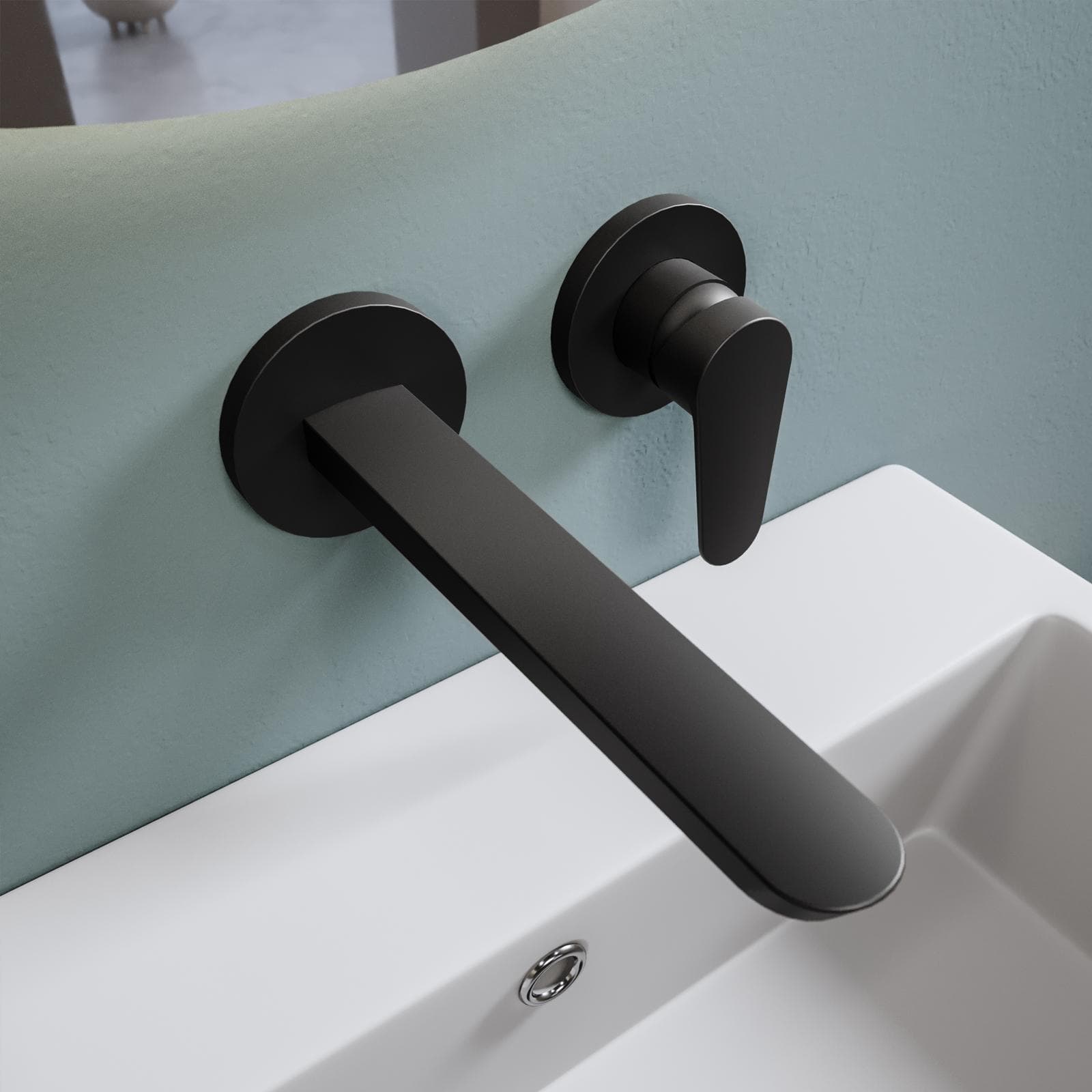 Miscelatore lavabo a muro canna 25 cm nero opaco – Lir