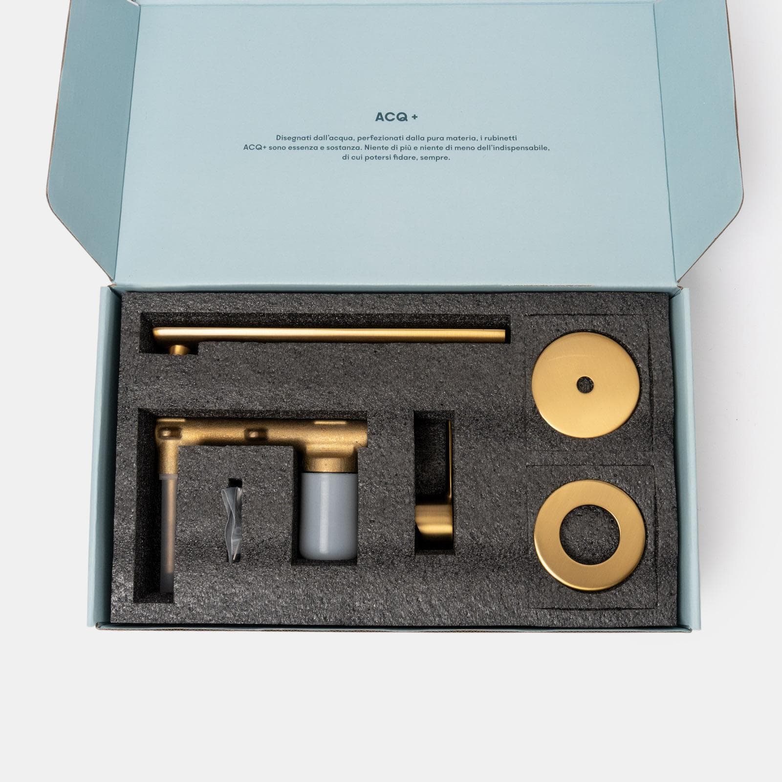 Miscelatore lavabo a muro canna 25 cm oro spazzolato anti-impronta - Key