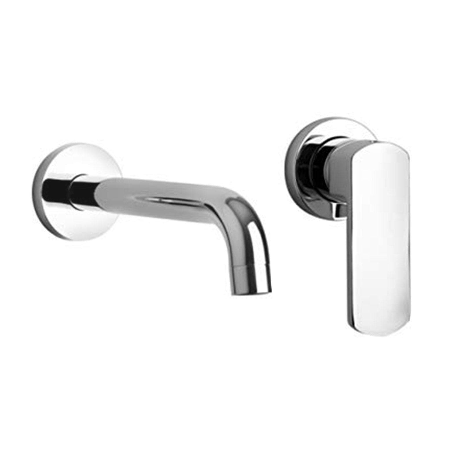 Miscelatore lavabo a muro con canna da 19 cm a doppia piastra - Ovo di Paini