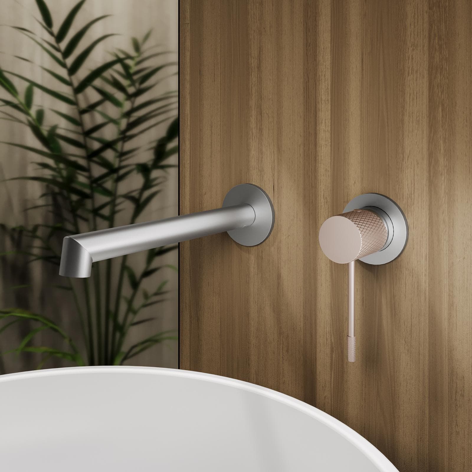 Miscelatore lavabo a muro grigio opaco e champagne - Crystal