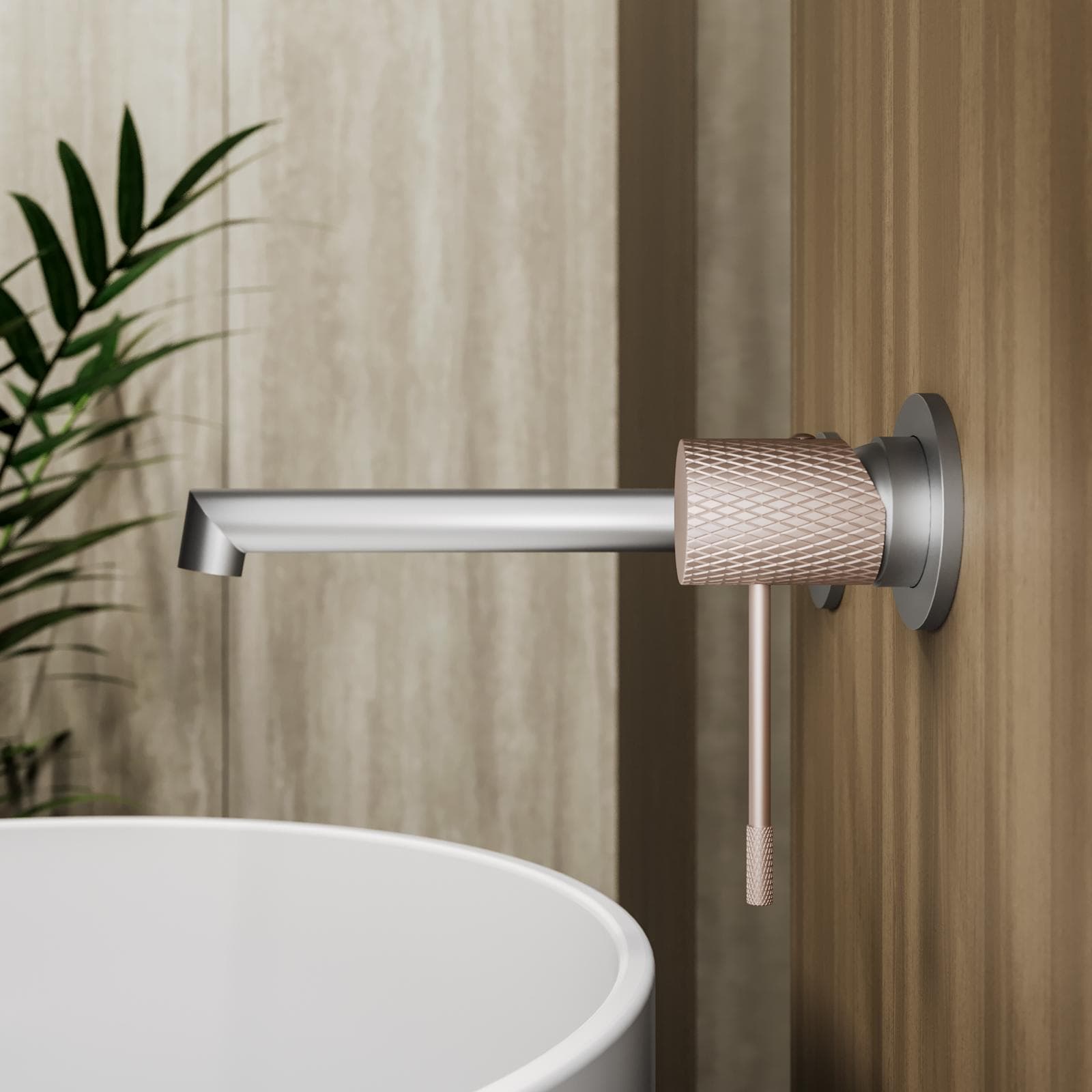 Miscelatore lavabo a muro grigio opaco e champagne - Crystal