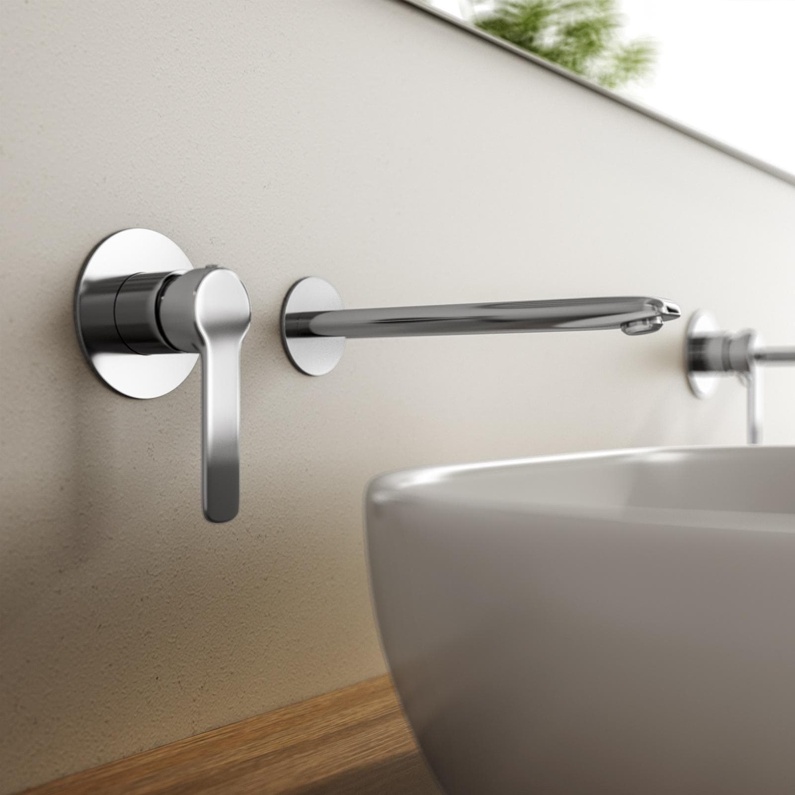 Miscelatore lavabo a muro in ottone cromo - Tila