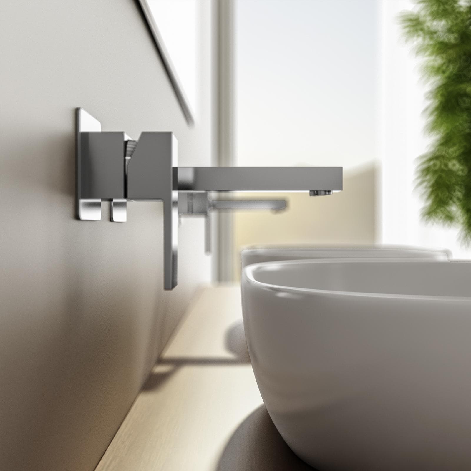 Miscelatore lavabo a muro in ottone cromo - Tiamat