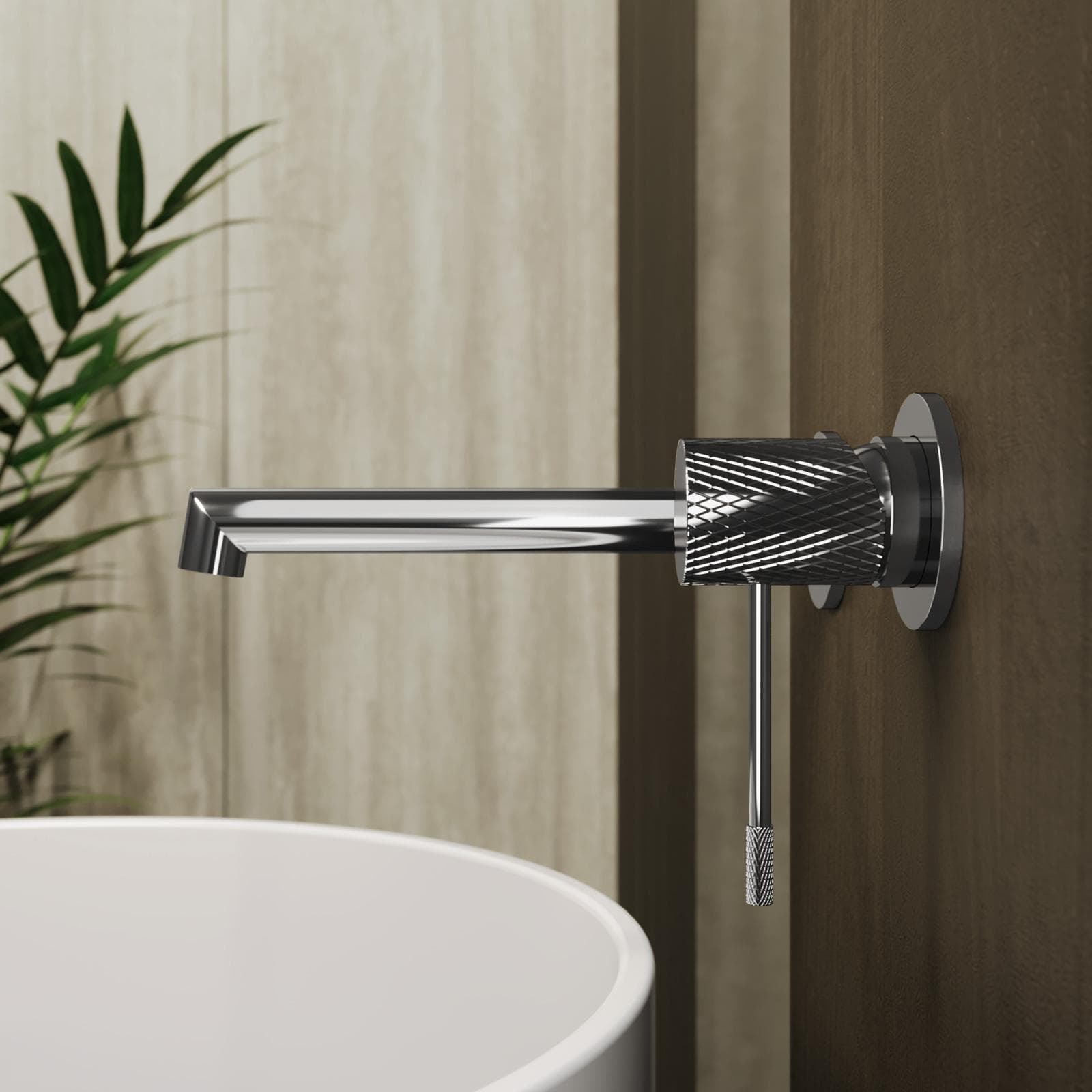 Miscelatore lavabo a muro in ottone cromo - Crystal