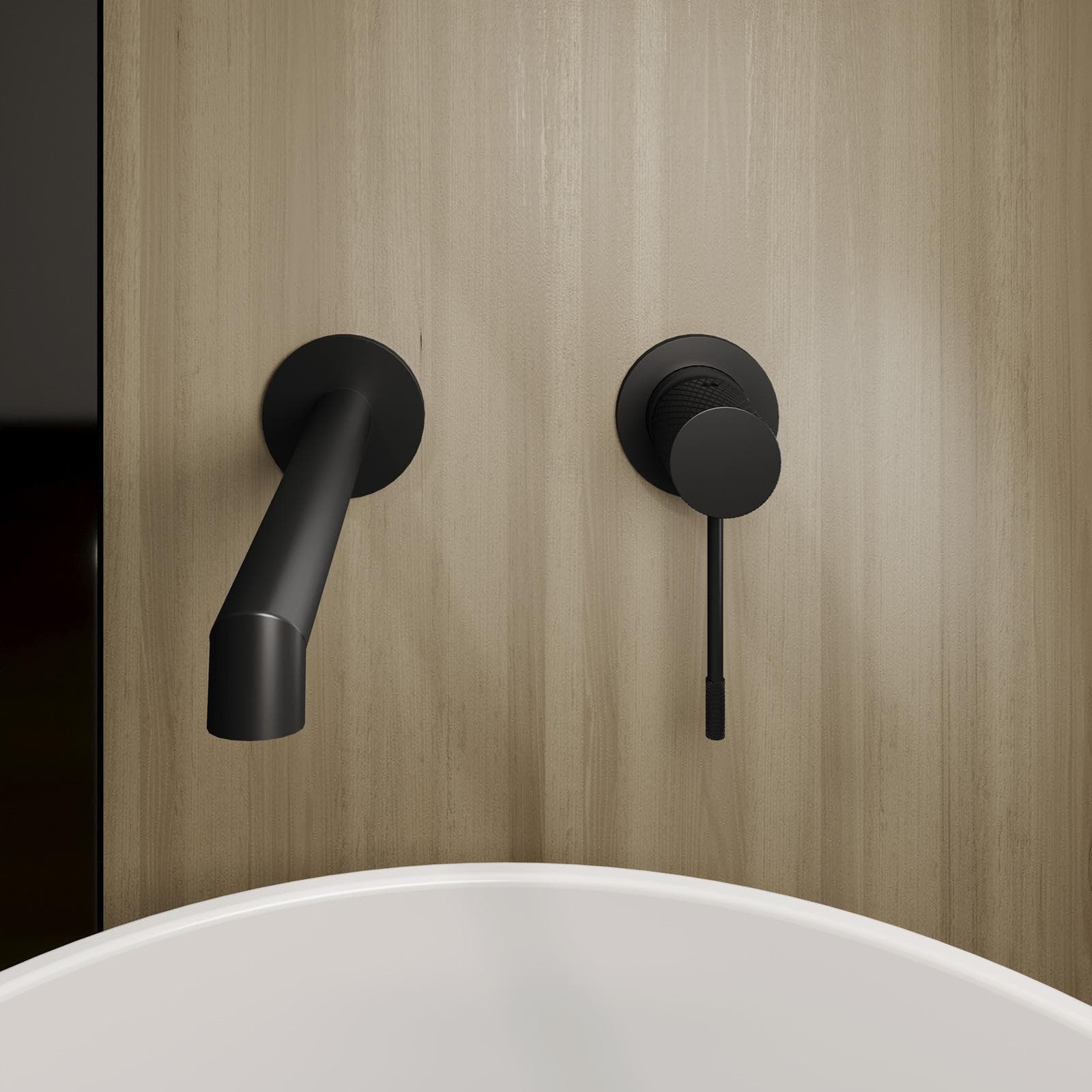 Miscelatore lavabo a muro in ottone nero opaco - Crystal