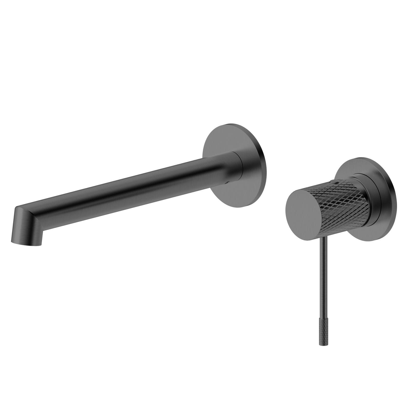 Miscelatore lavabo a muro in ottone nero spazzolato anti-impronta - Crystal