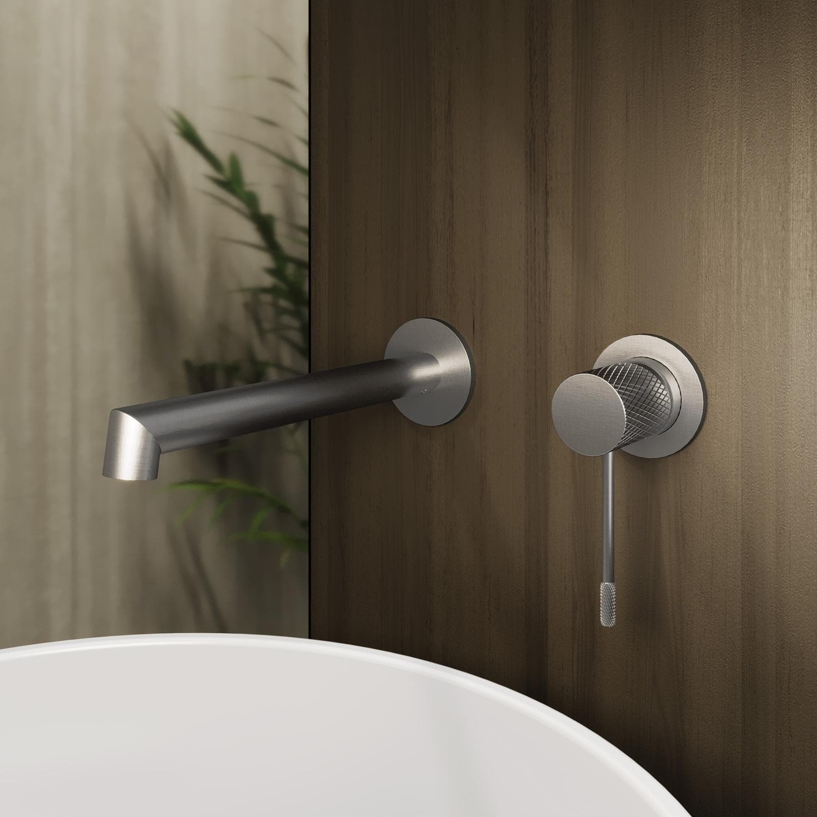 Miscelatore lavabo a muro in ottone spazzolato - Crystal