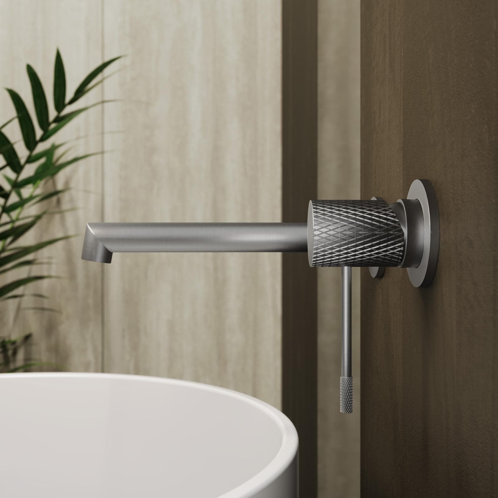 Miscelatore lavabo a muro in ottone spazzolato - Crystal