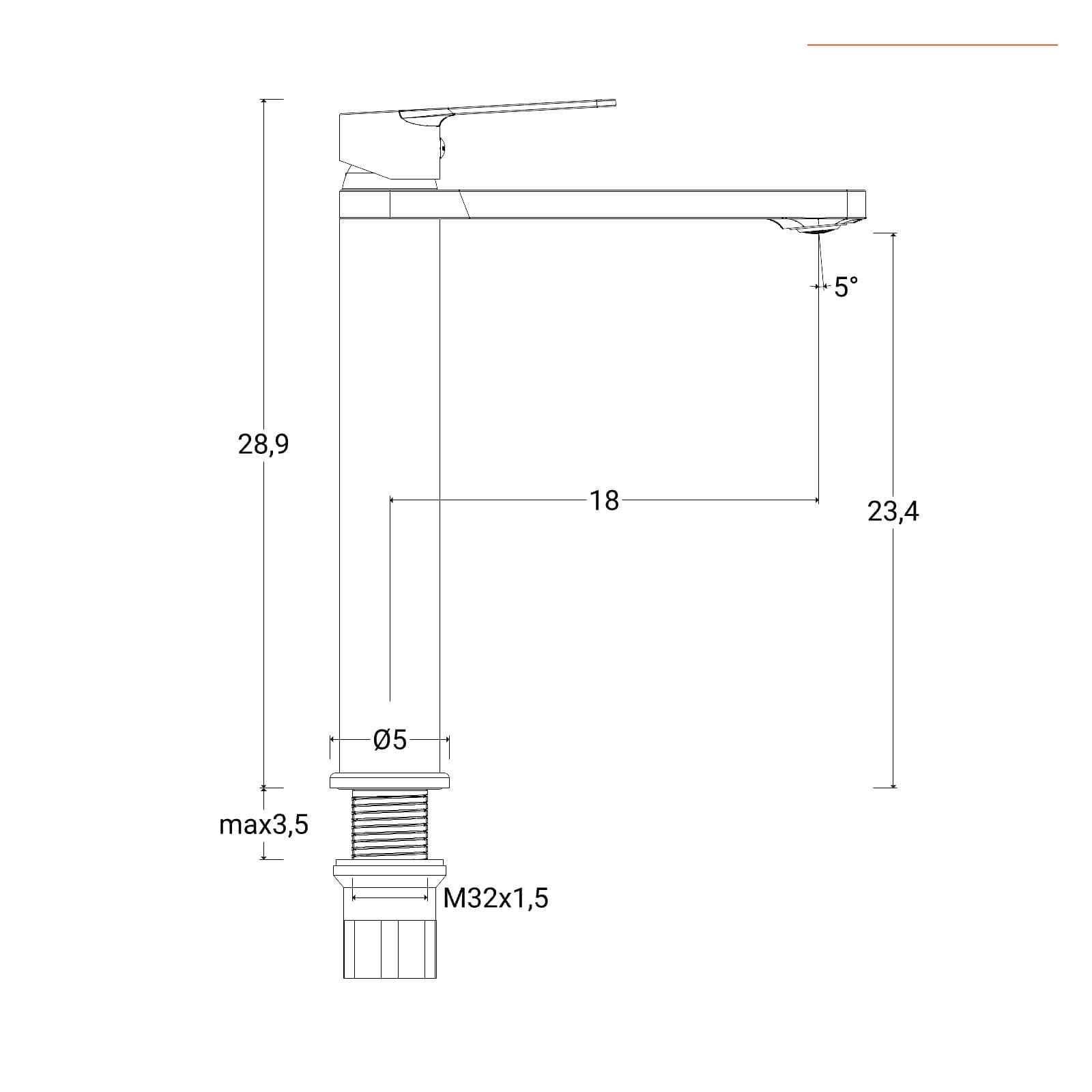 Miscelatore lavabo alto 28,9h cm nero opaco – Ketra