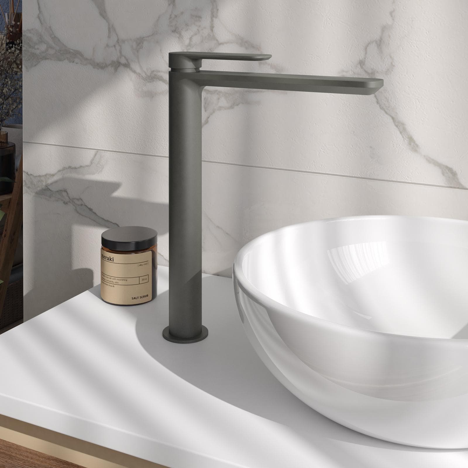 Miscelatore lavabo alto in ottone fango - Fusion