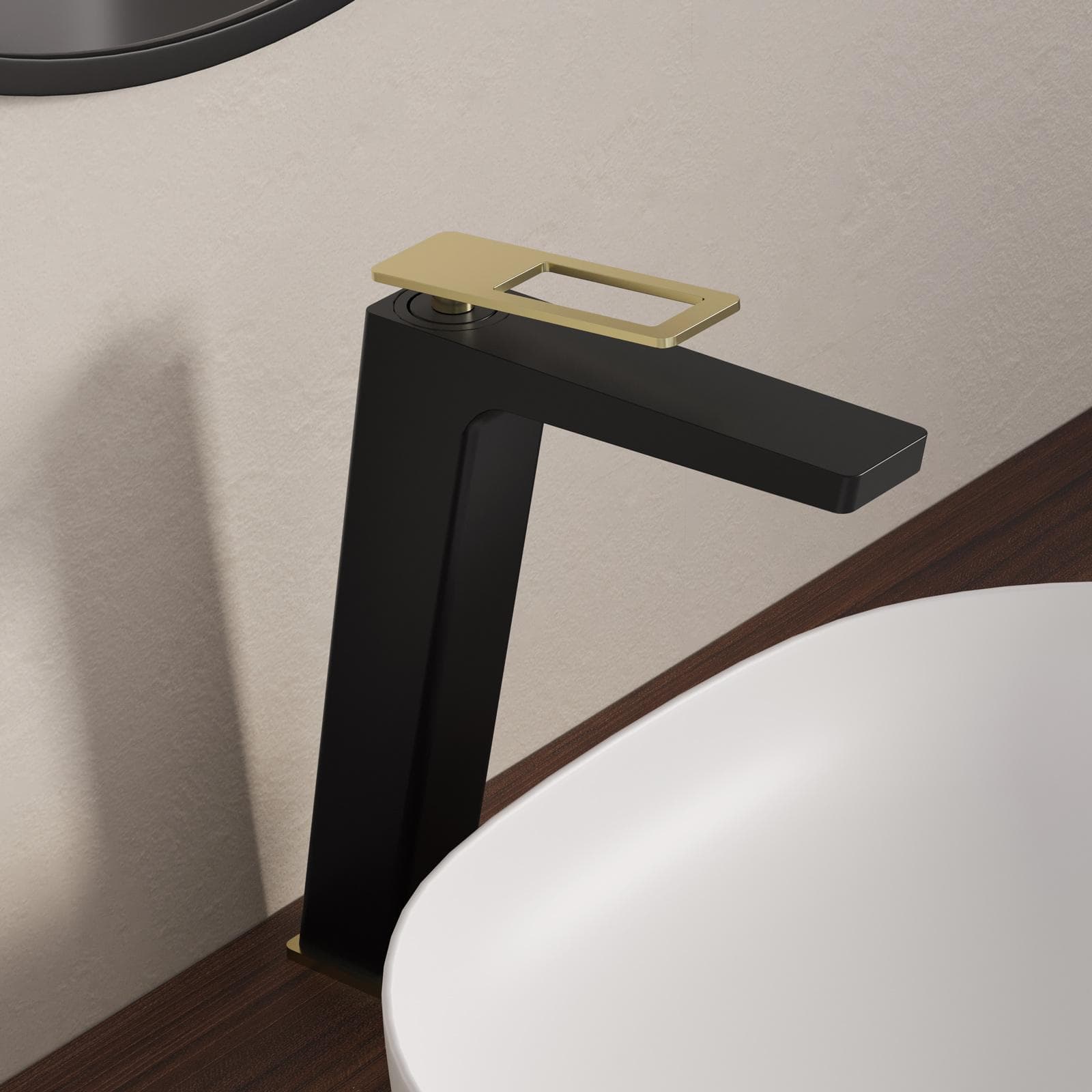 Miscelatore lavabo alto in ottone nero e oro - Thano