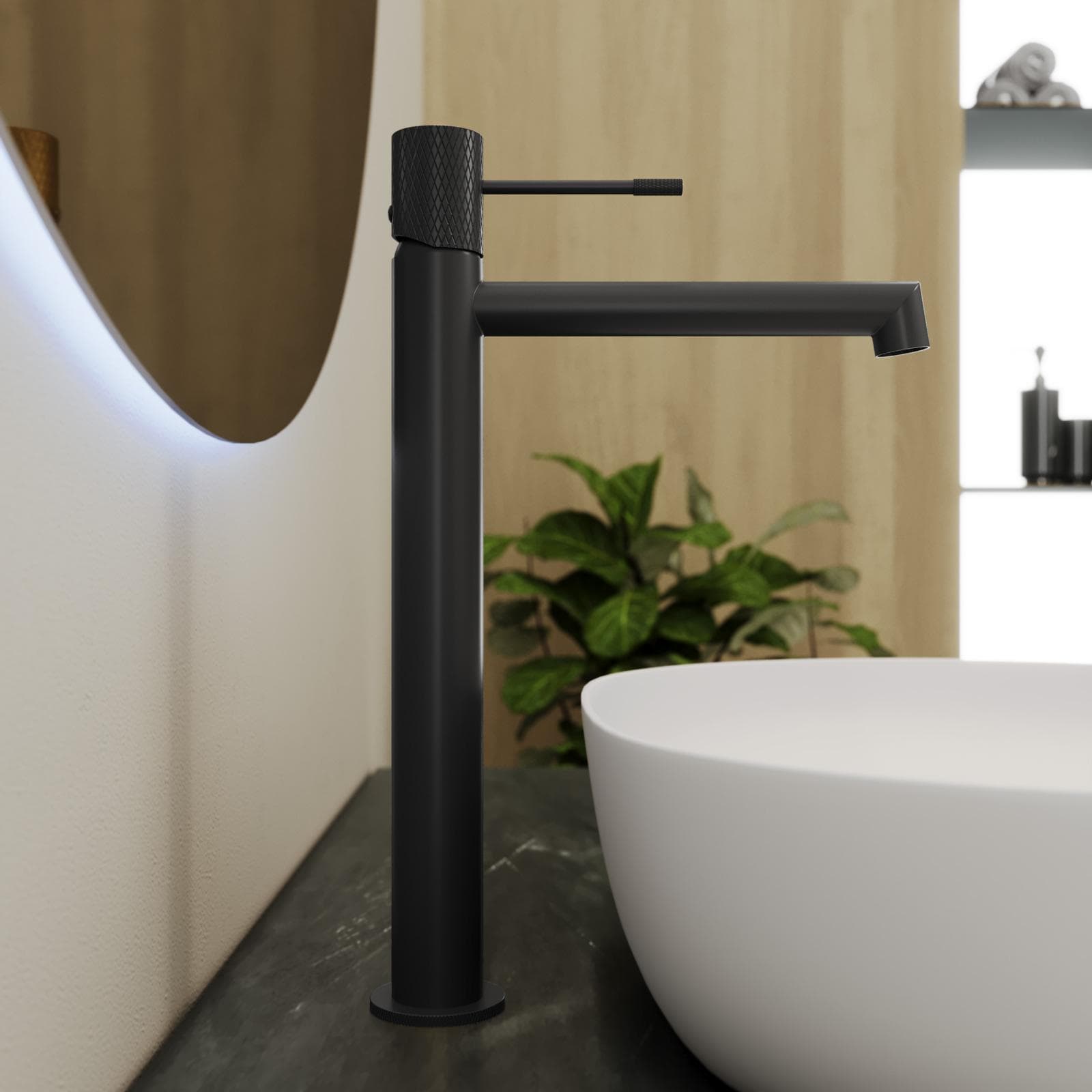 Miscelatore lavabo alto in ottone nero opaco - Crystal