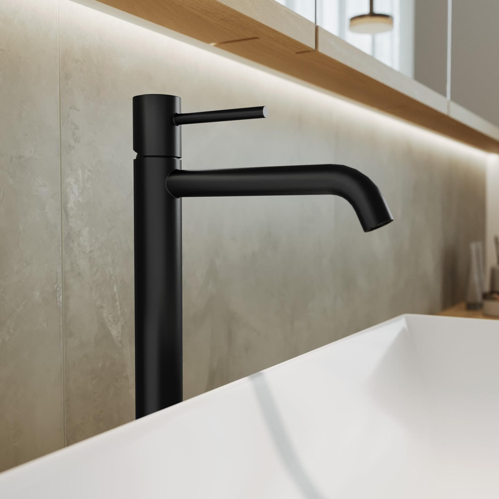 Miscelatore lavabo alto in ottone nero opaco - Oasis