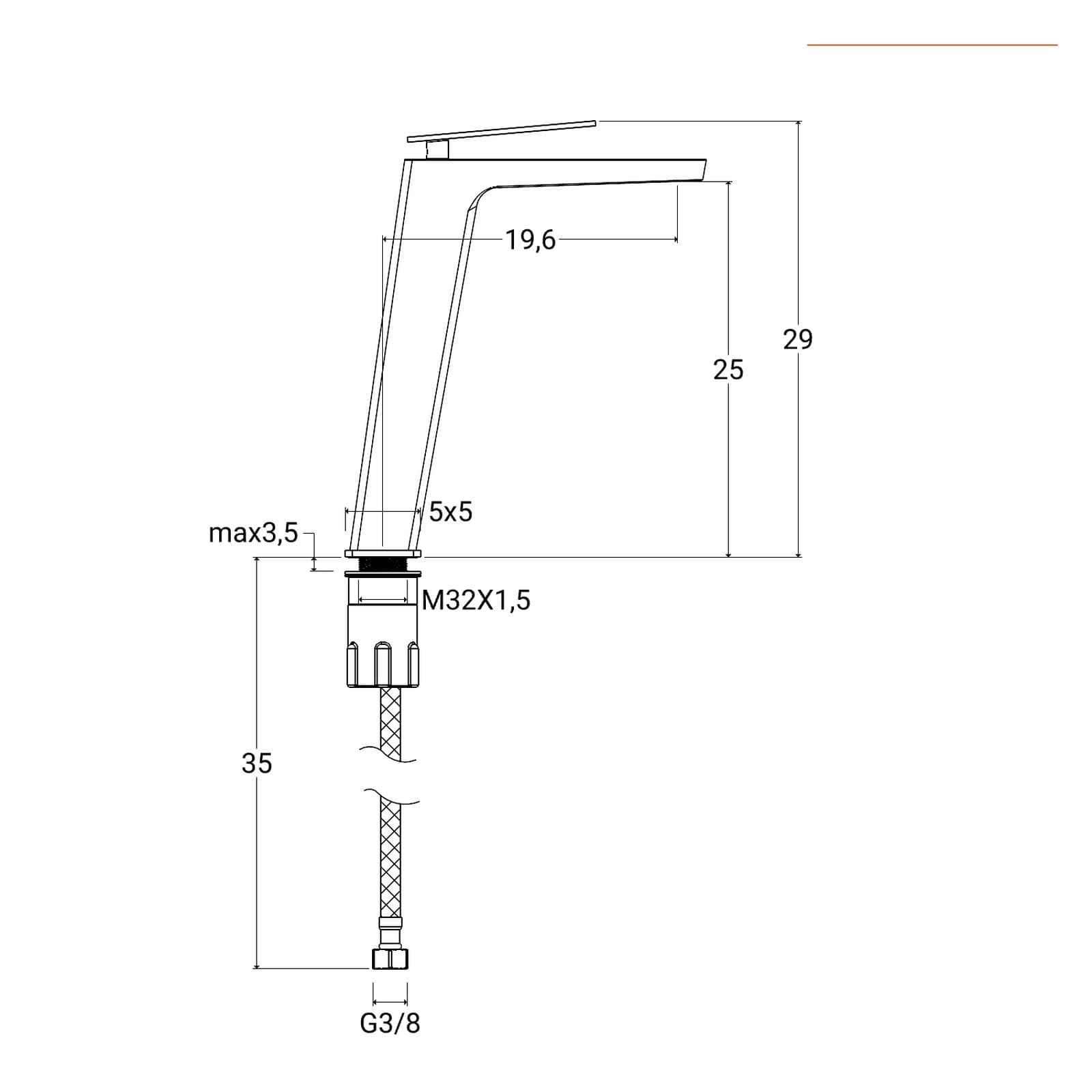 Miscelatore lavabo alto in ottone nero opaco - Thano