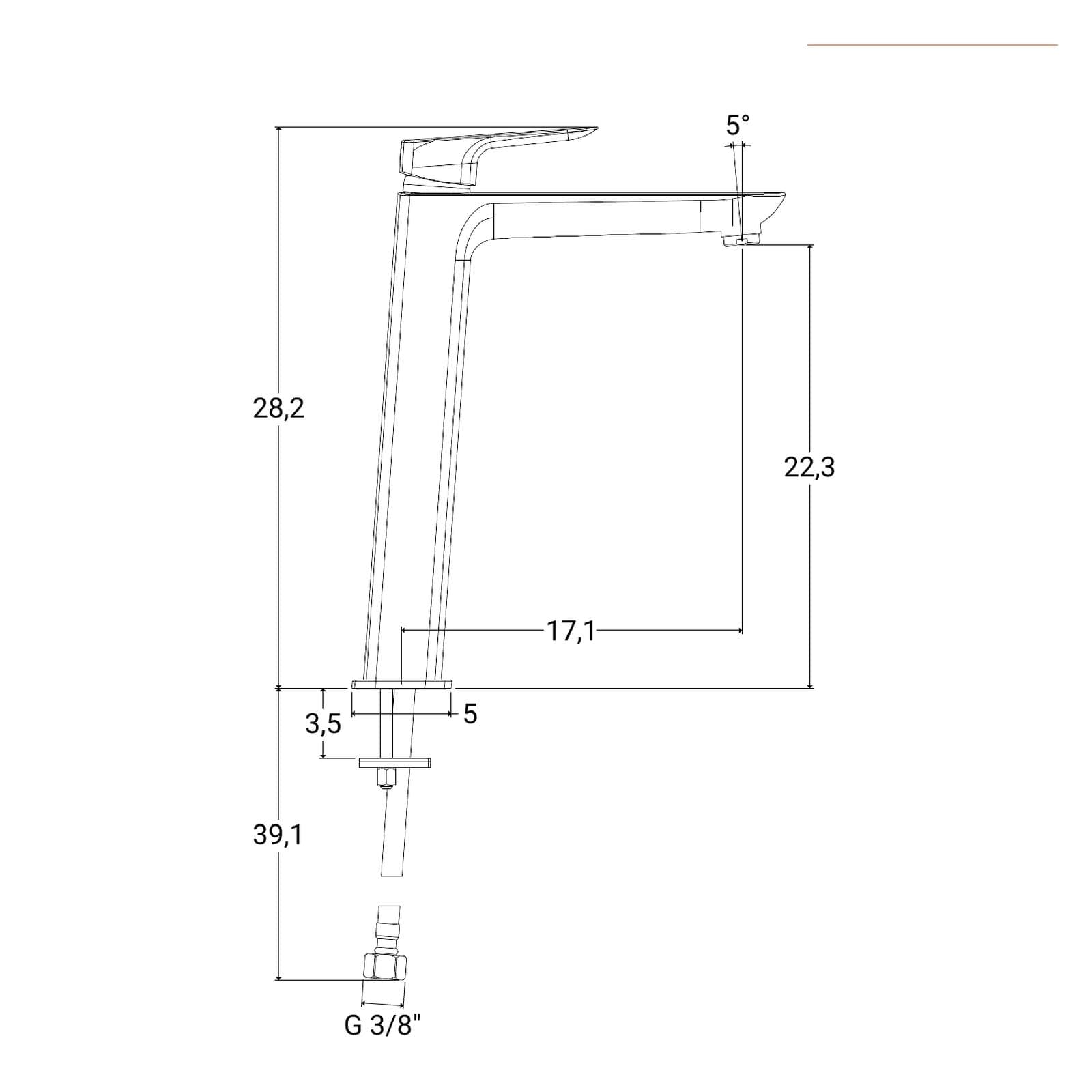 Miscelatore lavabo alto in ottone nero opaco X9 di Jacuzzi - Rubinetteria