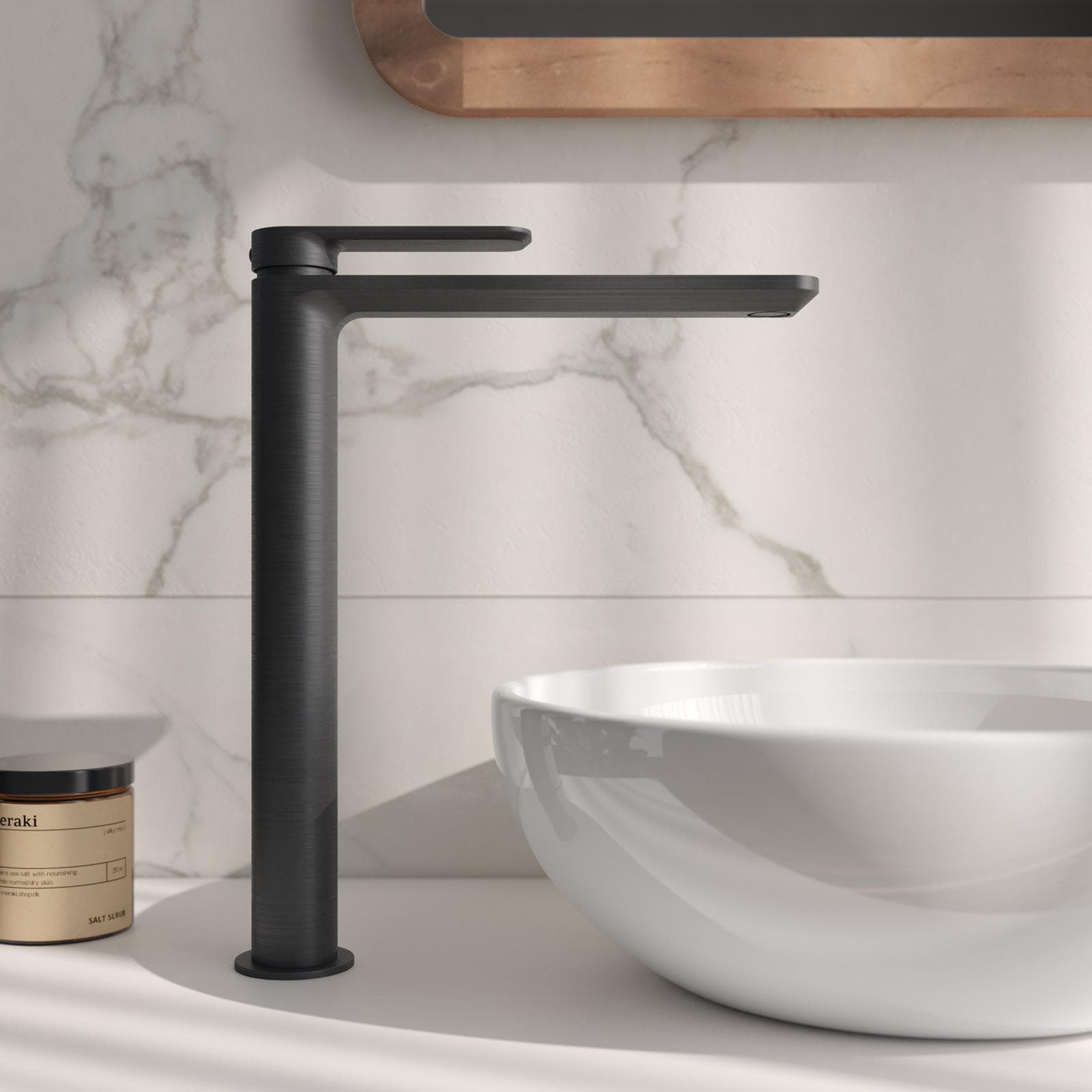 Miscelatore lavabo alto in ottone nero spazzolato anti-impronta - Fusion