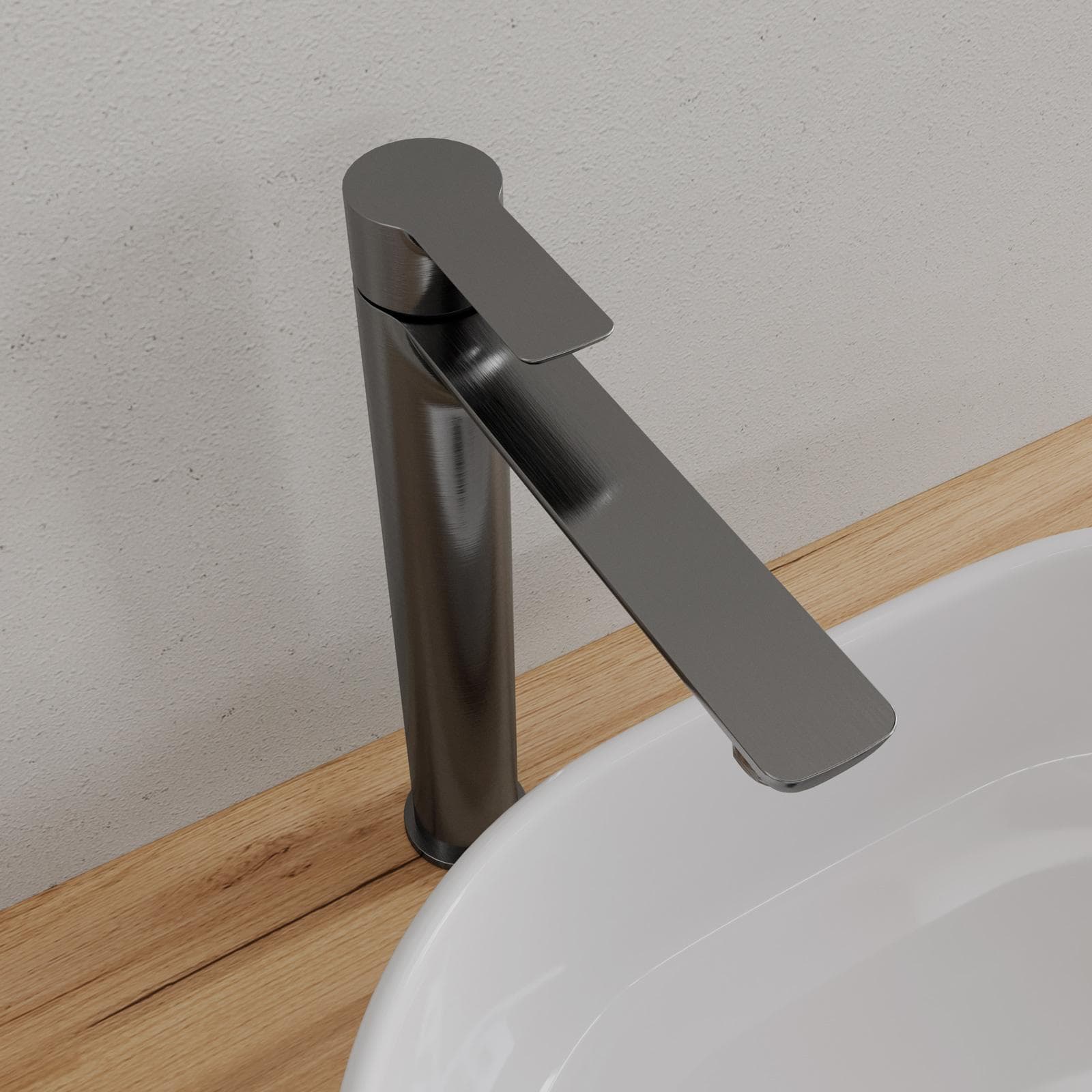 Miscelatore lavabo alto in ottone nero spazzolato anti-impronta - Key