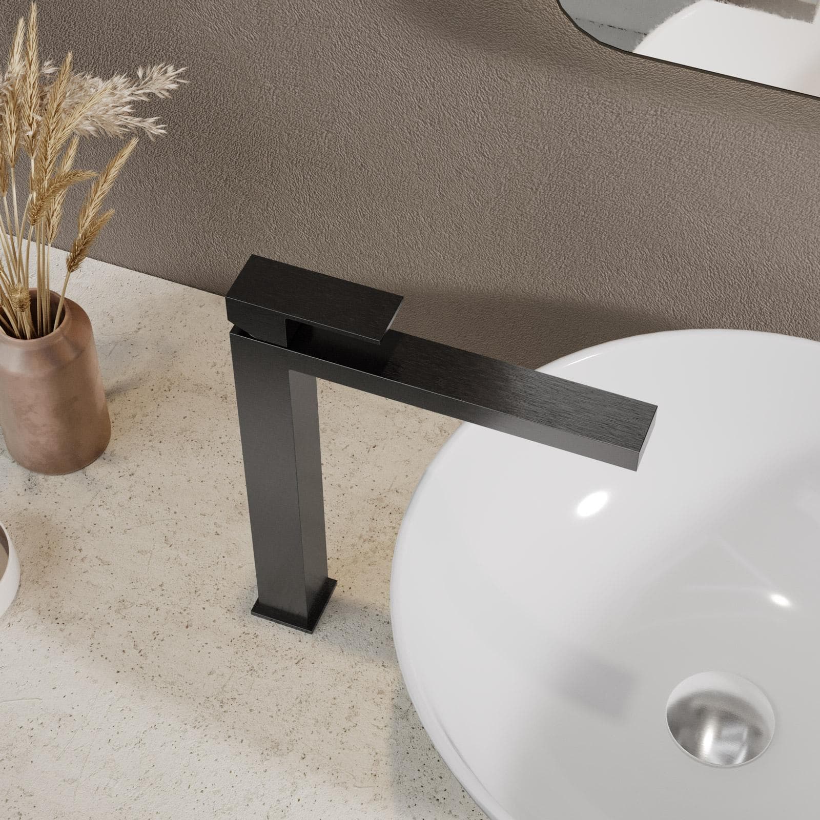 Miscelatore lavabo alto in ottone nero spazzolato anti-impronta - kyria