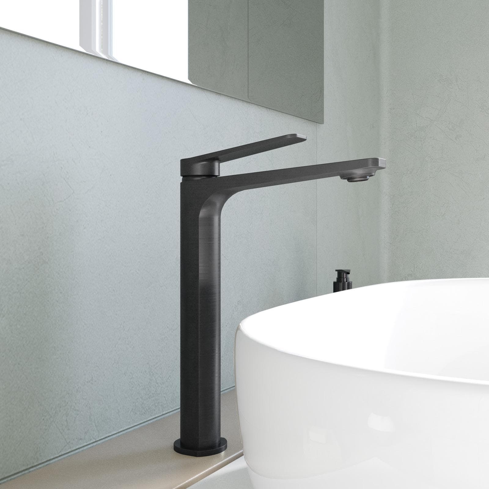 Miscelatore lavabo alto in ottone nero spazzolato anti-impronta - Nocta