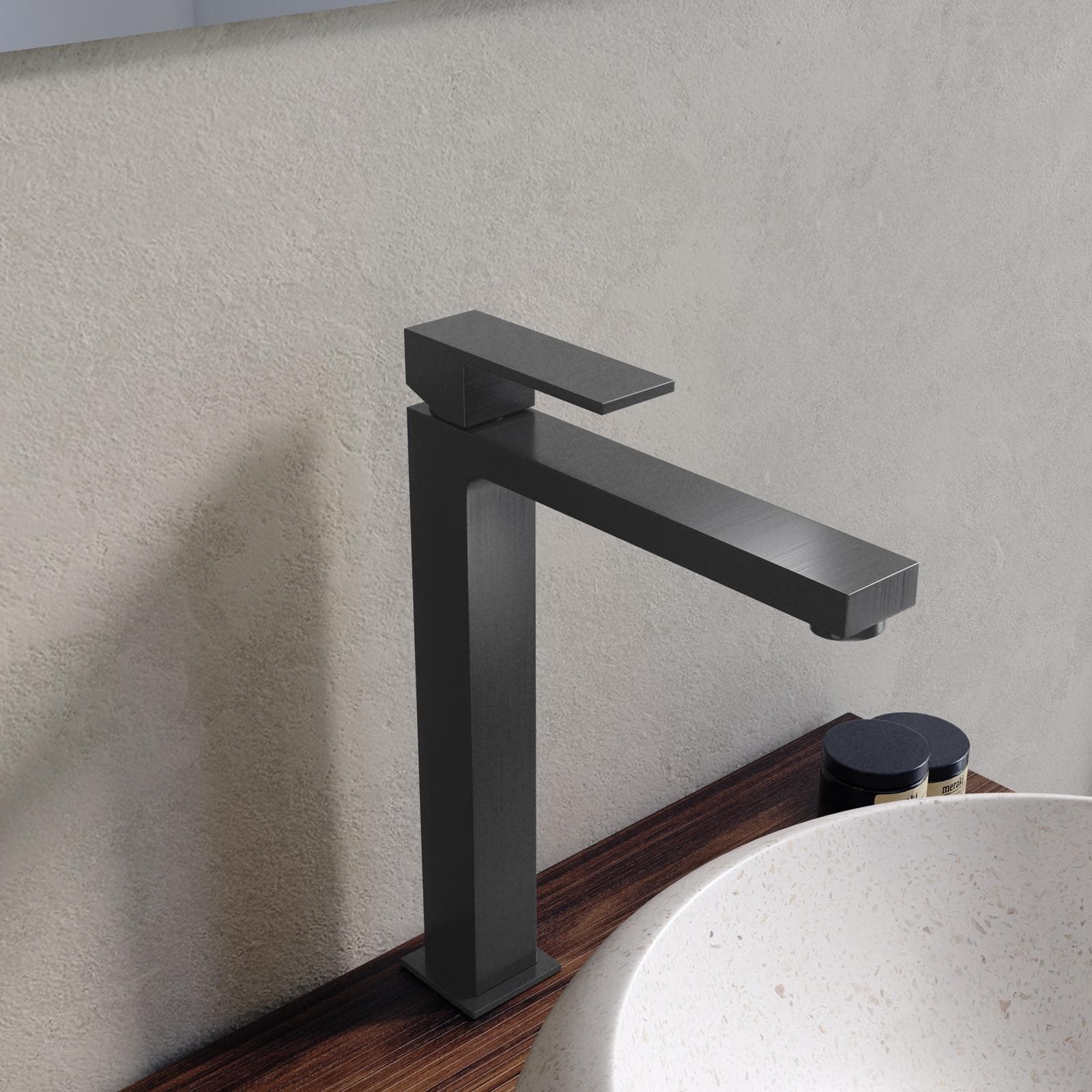 Miscelatore lavabo alto in ottone nero spazzolato - Tiamat