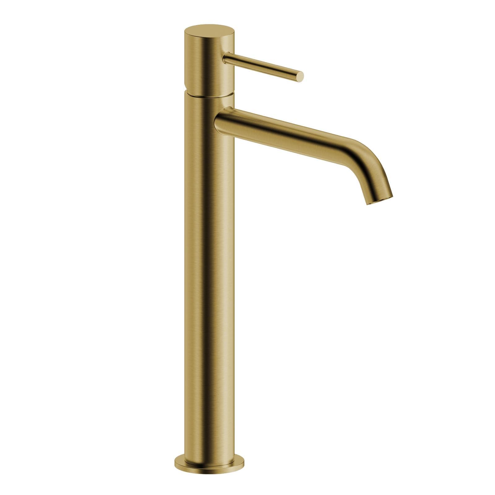 Miscelatore lavabo alto in ottone oro spazzolato anti-impronta - Oasis