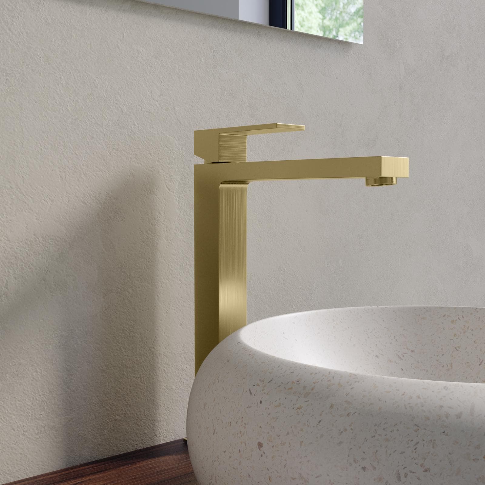 Miscelatore lavabo alto in ottone oro spazzolato - Tiamat