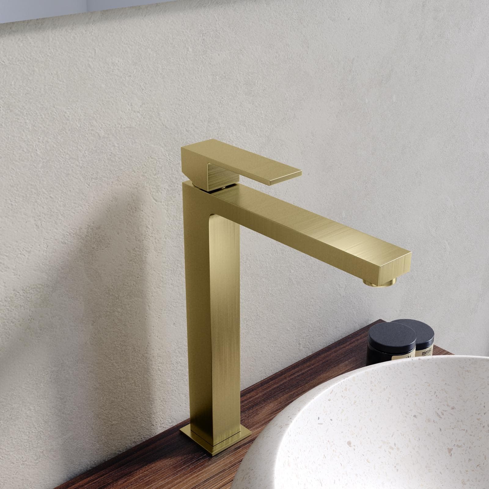 Miscelatore lavabo alto in ottone oro spazzolato - Tiamat