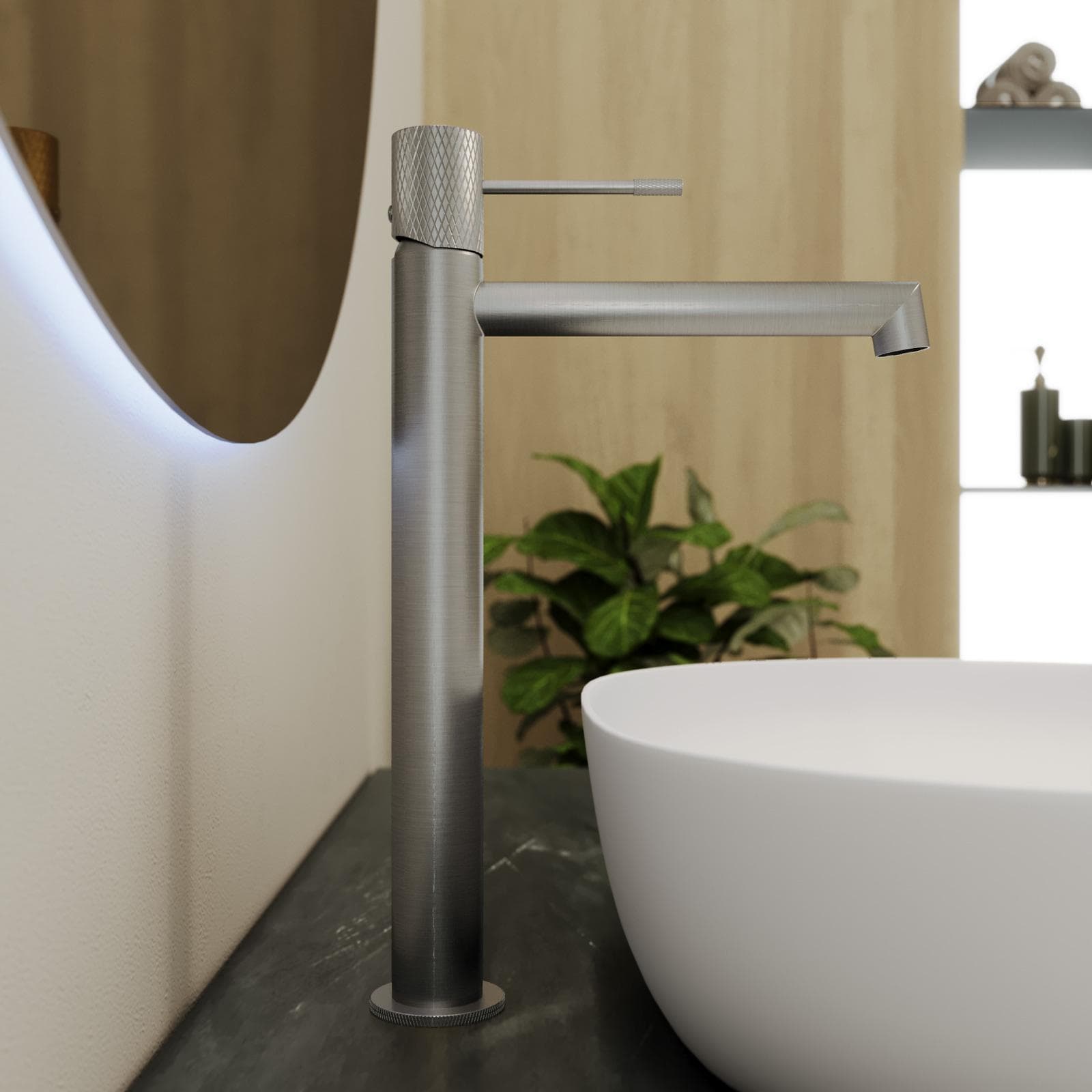 Miscelatore lavabo alto in ottone spazzolato - Crystal