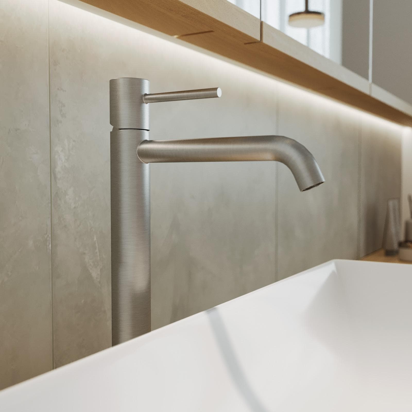 Miscelatore lavabo alto in ottone spazzolato - Oasis