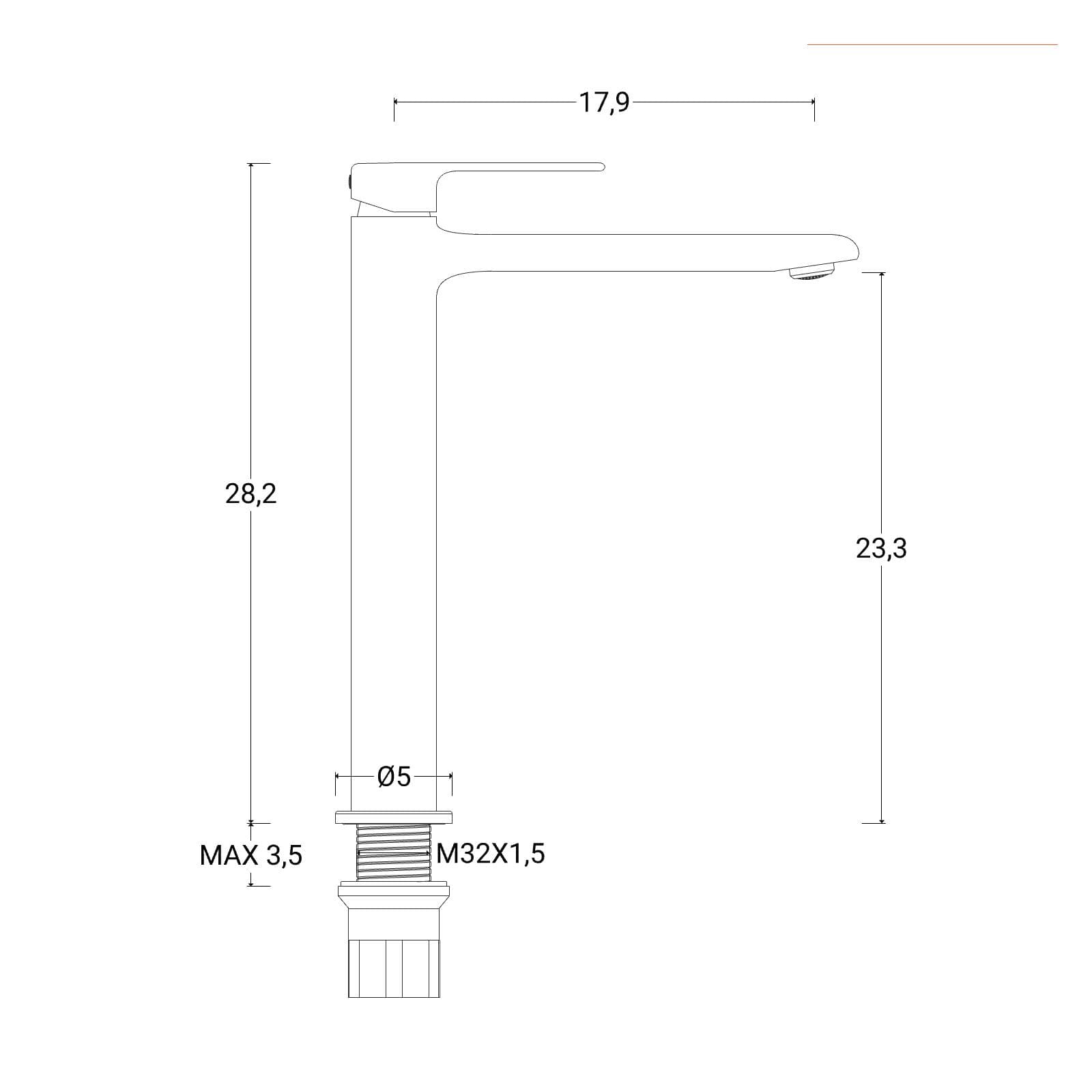 Miscelatore lavabo alto in ottone spazzolato - Tila