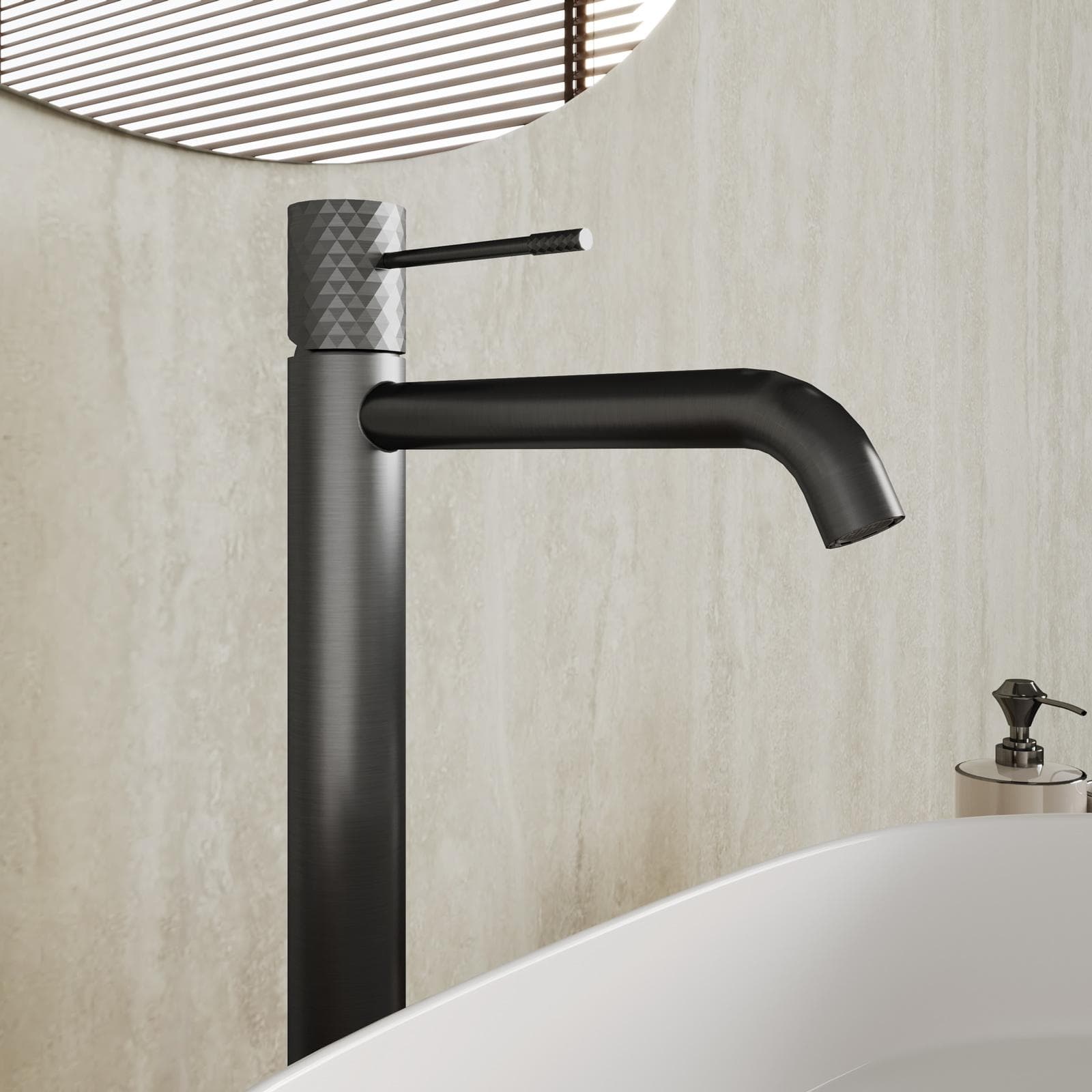 Miscelatore lavabo alto nero spazzolato anti-impronta - Fear