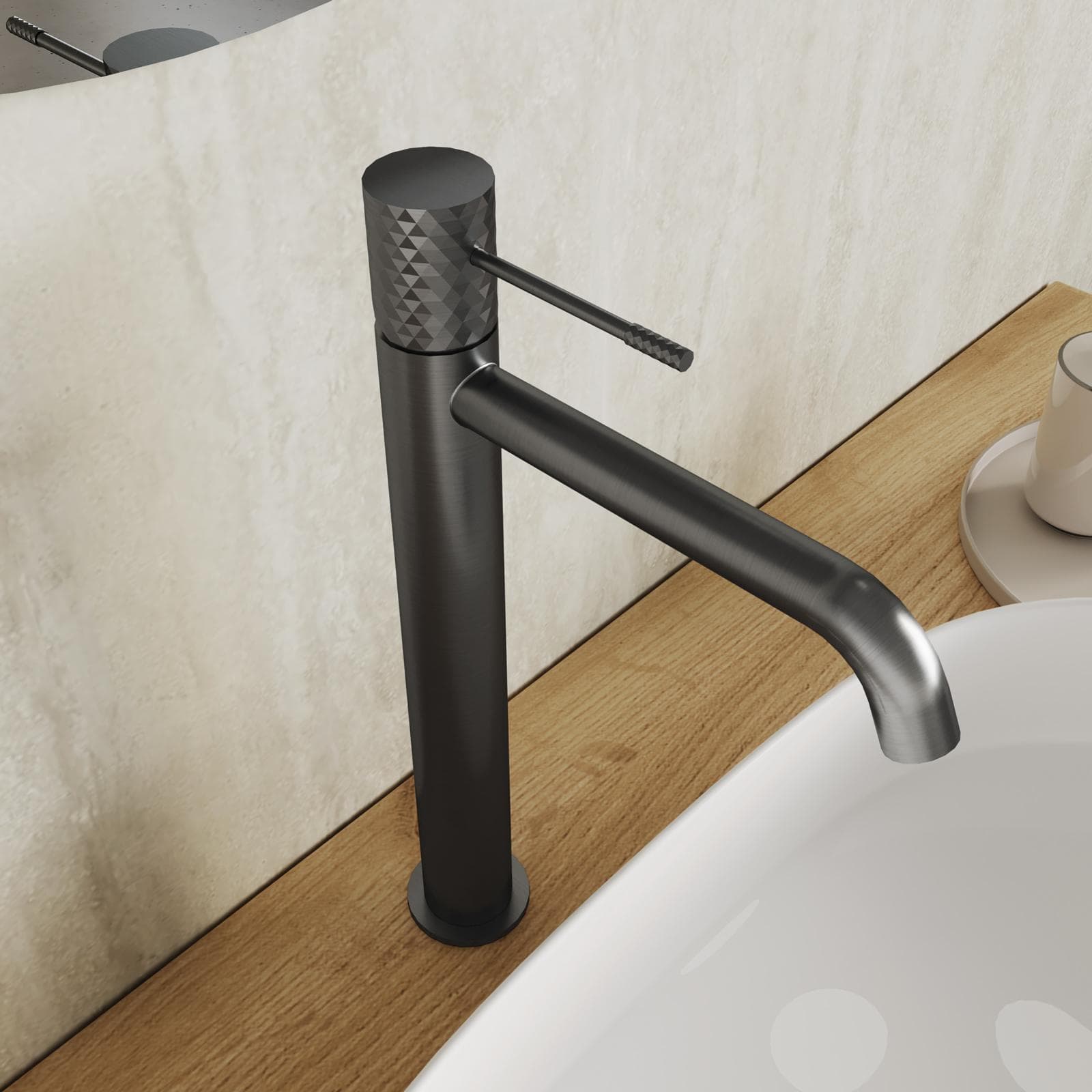 Miscelatore lavabo alto nero spazzolato anti-impronta - Fear