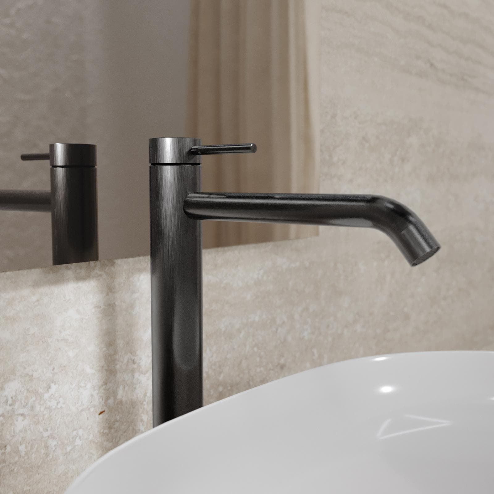 Miscelatore lavabo alto nero spazzolato anti-impronta - Ran